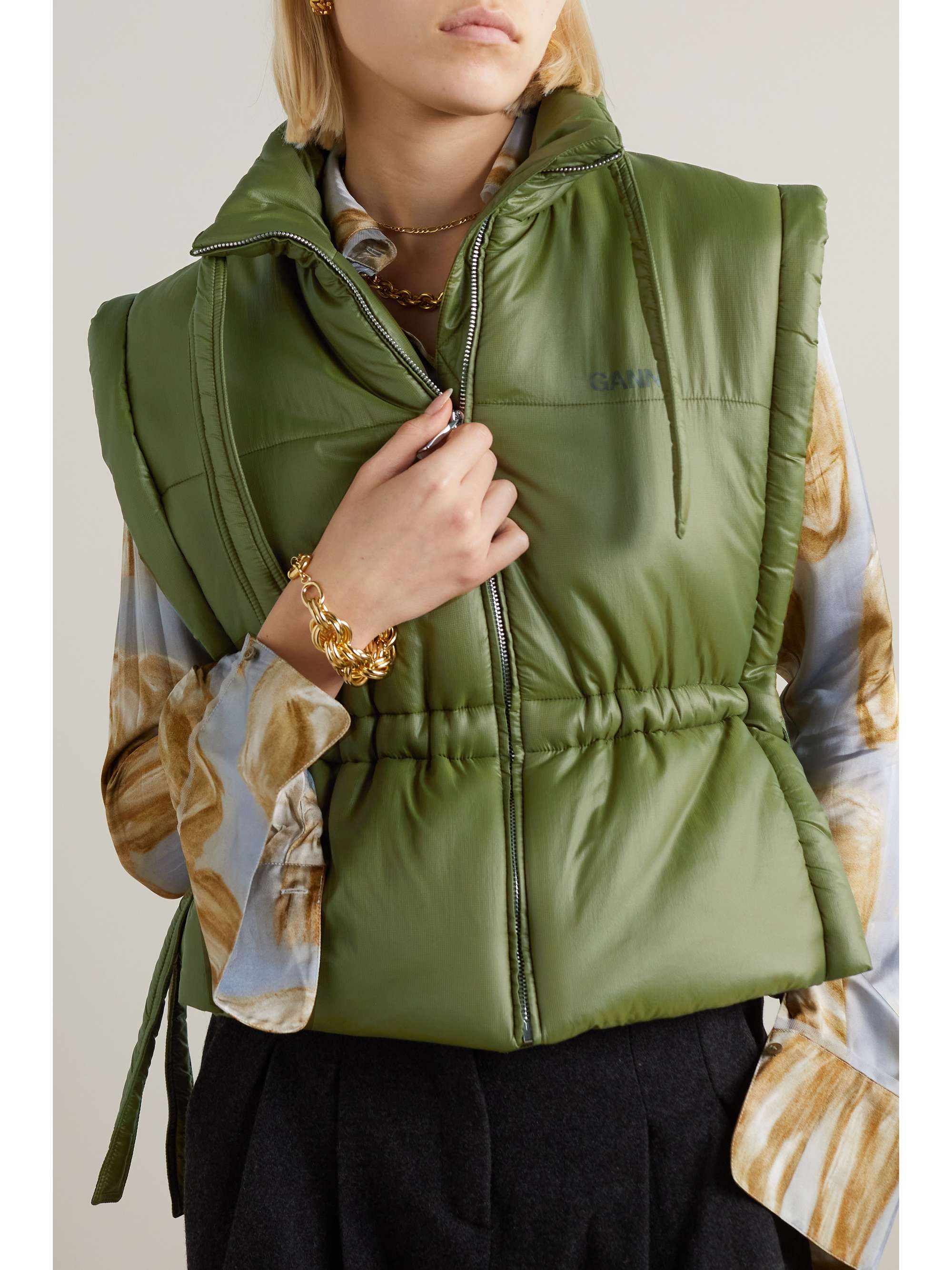 GANNI Quilted padded shell vest