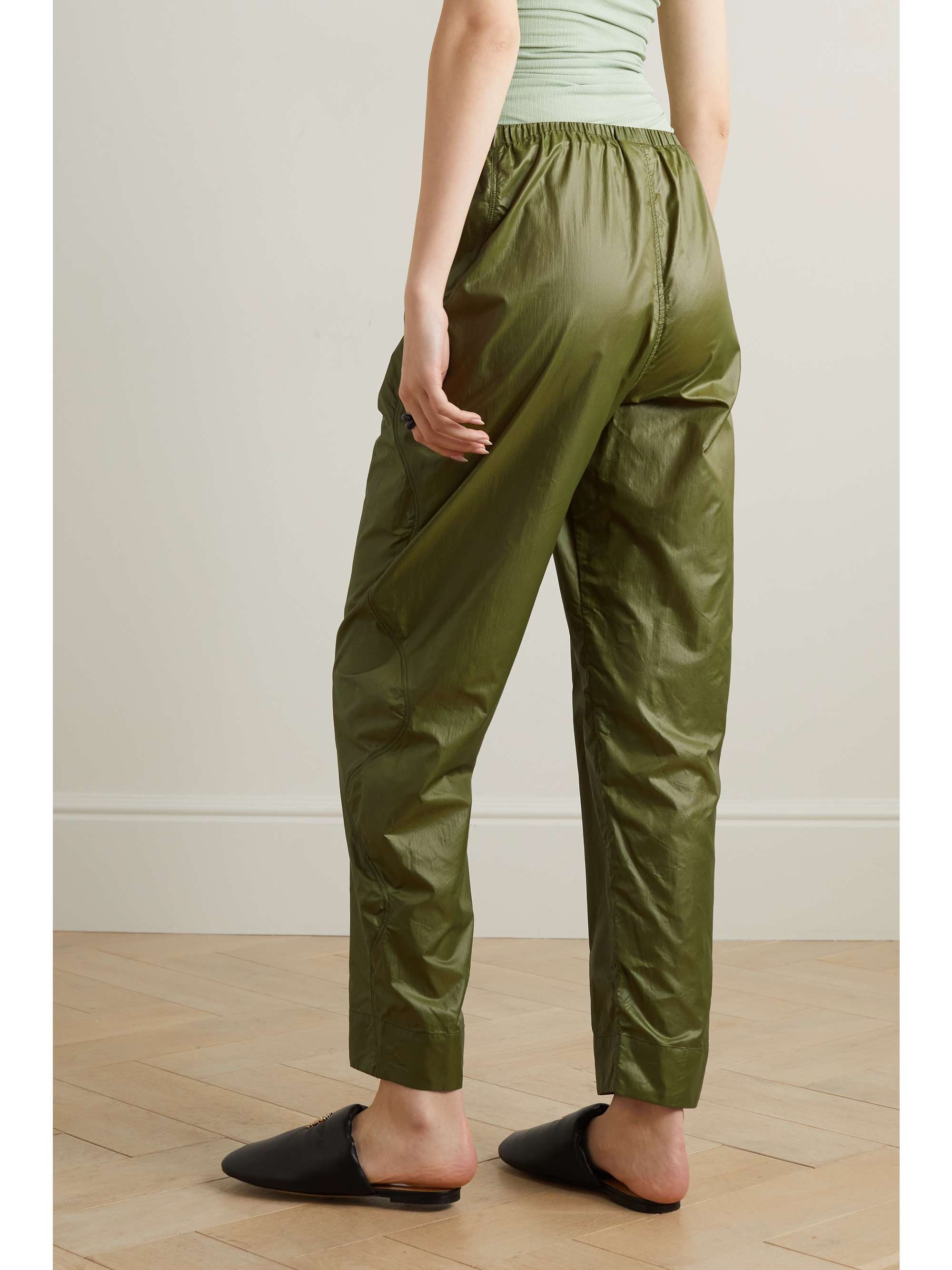 GANNI Paneled recycled-ripstop tapered pants