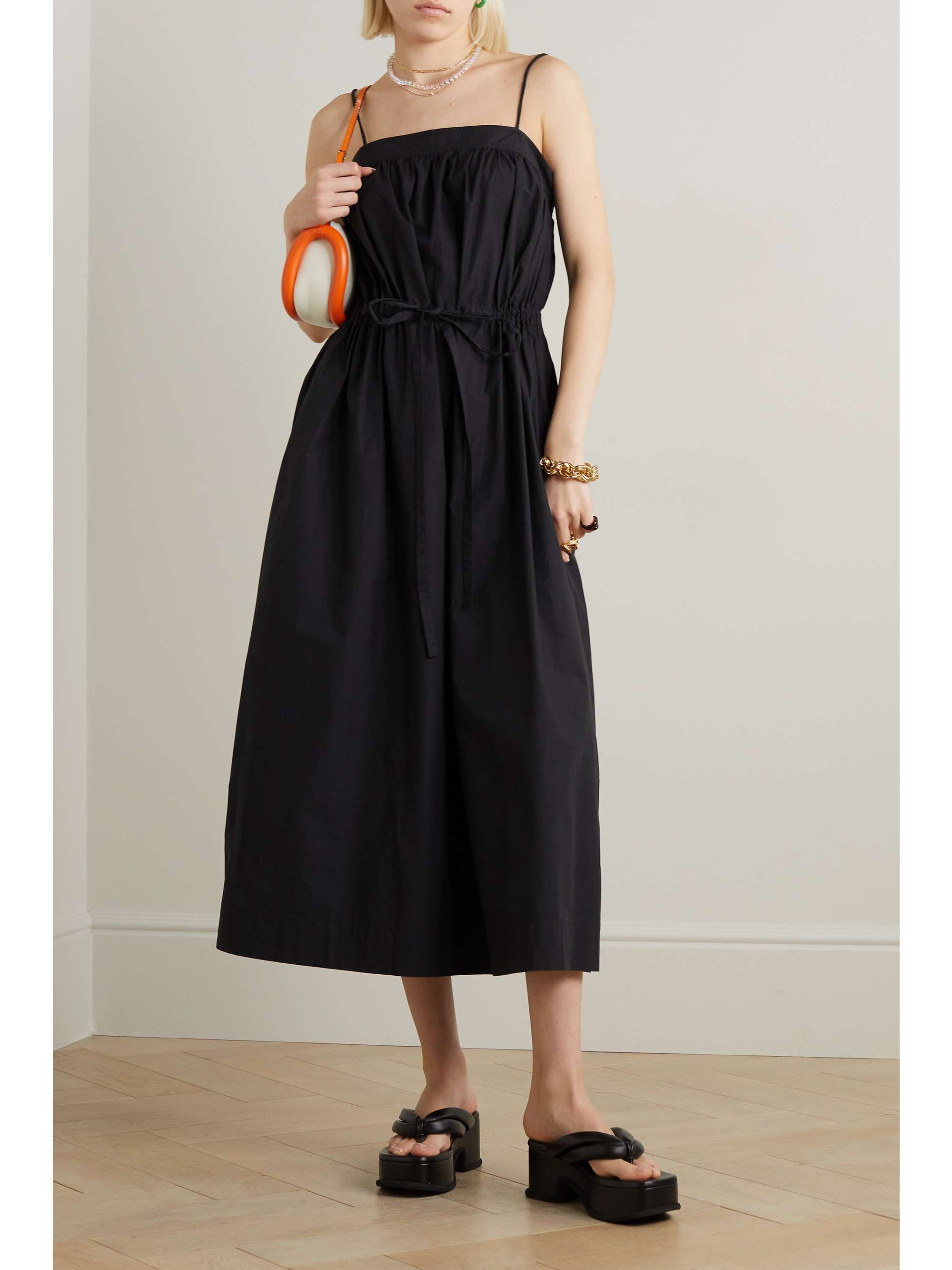 GANNI Cotton-poplin midi dress | NET-A-PORTER