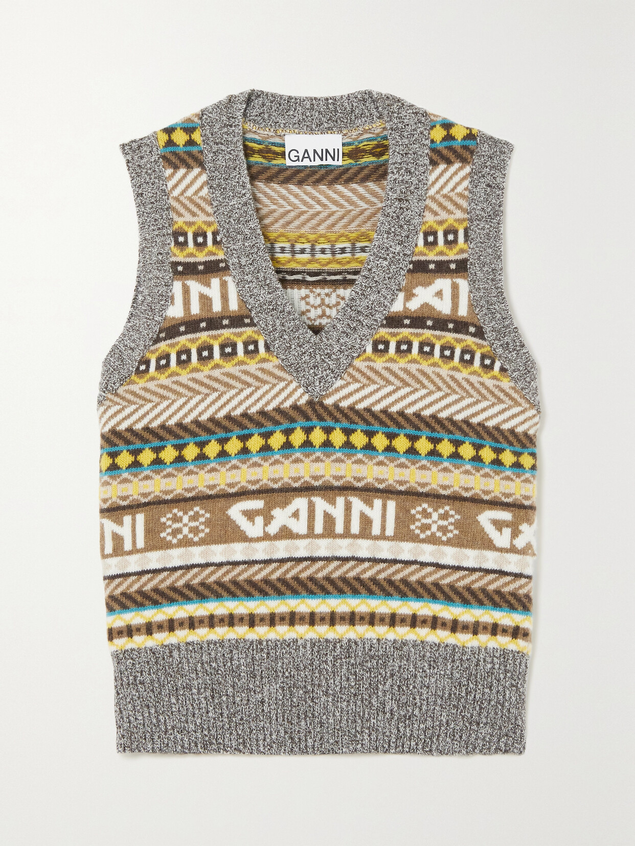 GANNI FAIR ISLE INTARSIA-KNIT VEST