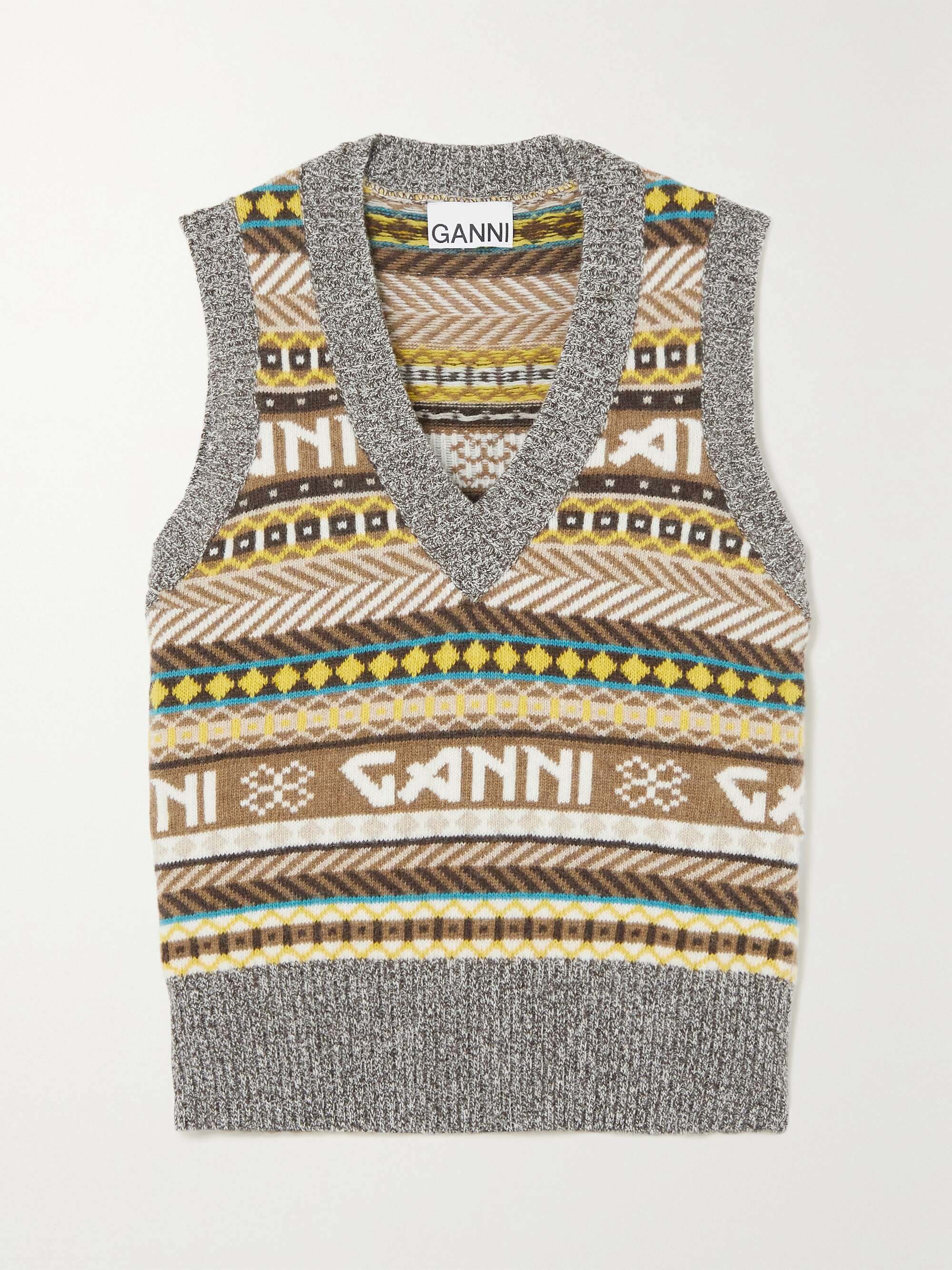 GANNI Fair Isle intarsia-knit vest | NET-A-PORTER