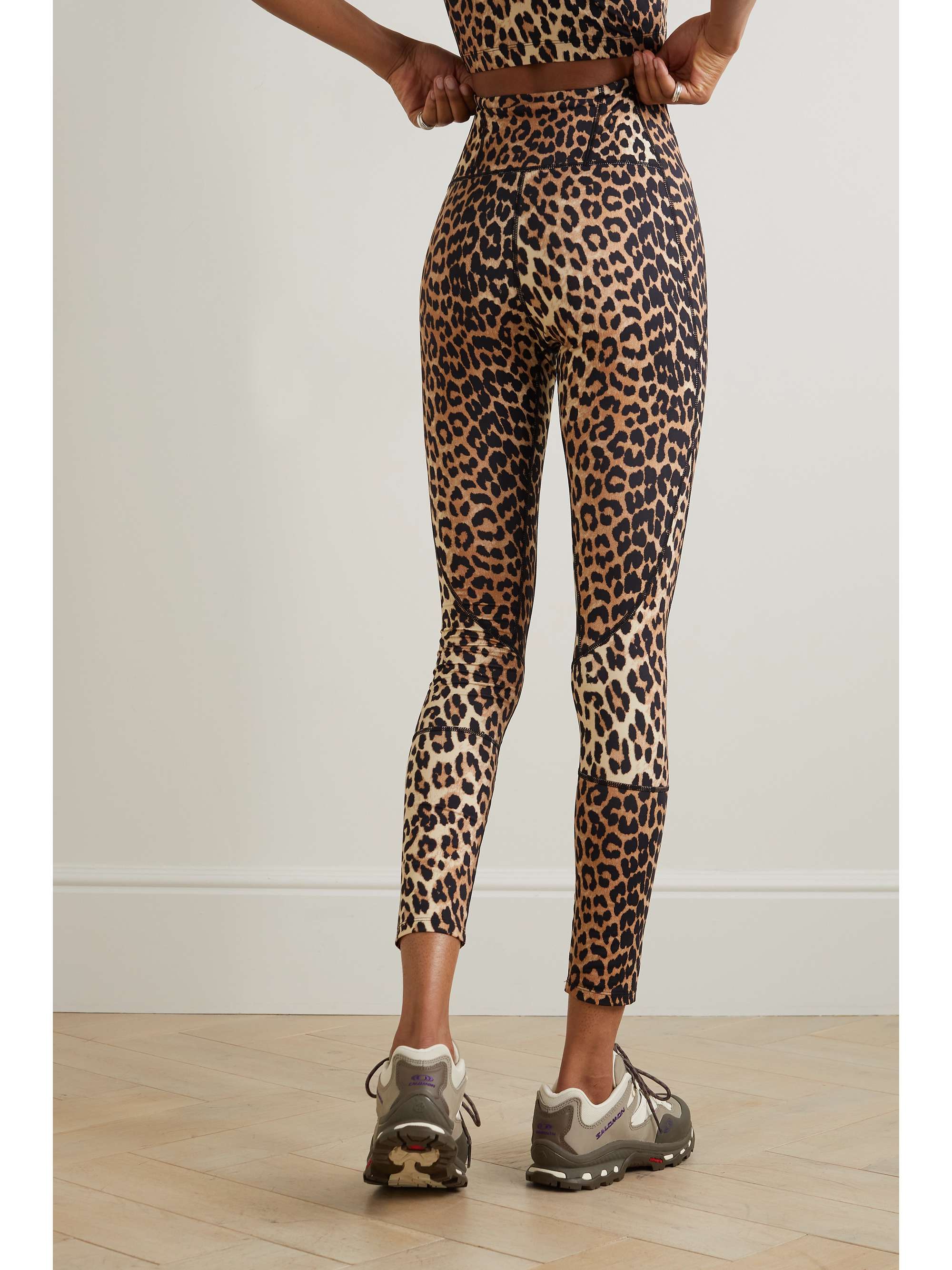 GANNI Leopard-print stretch recycled leggings