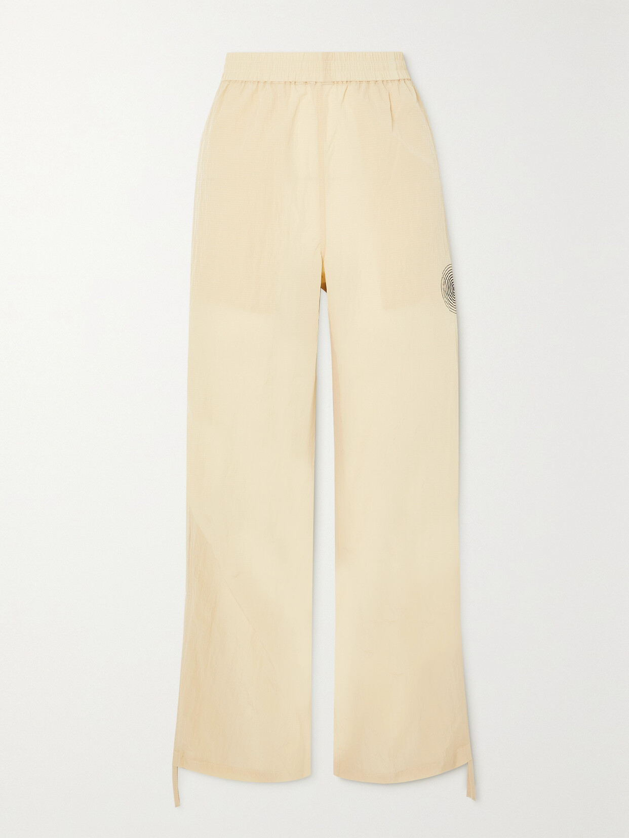 GANNI - Appliquéd Printed Crinkled Recycled-shell Track Pants - Off-white