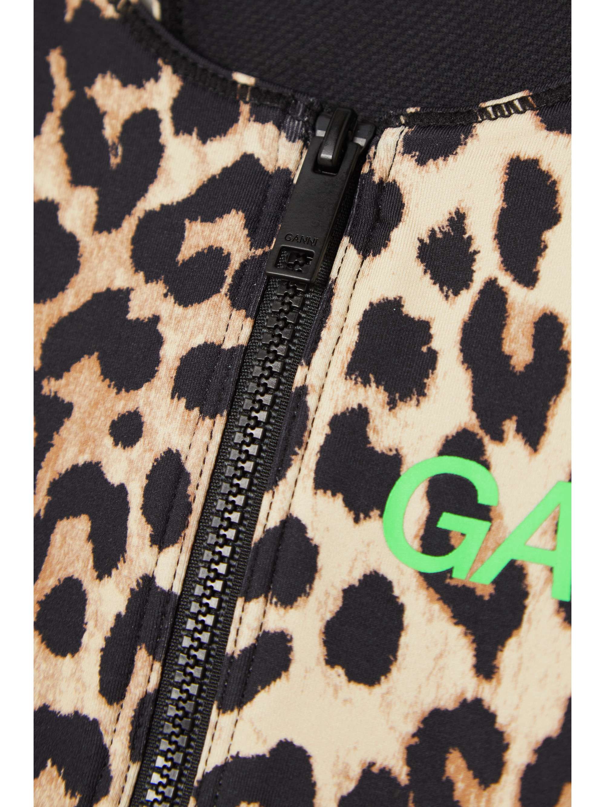 GANNI Leopard-print stretch recycled sports bra