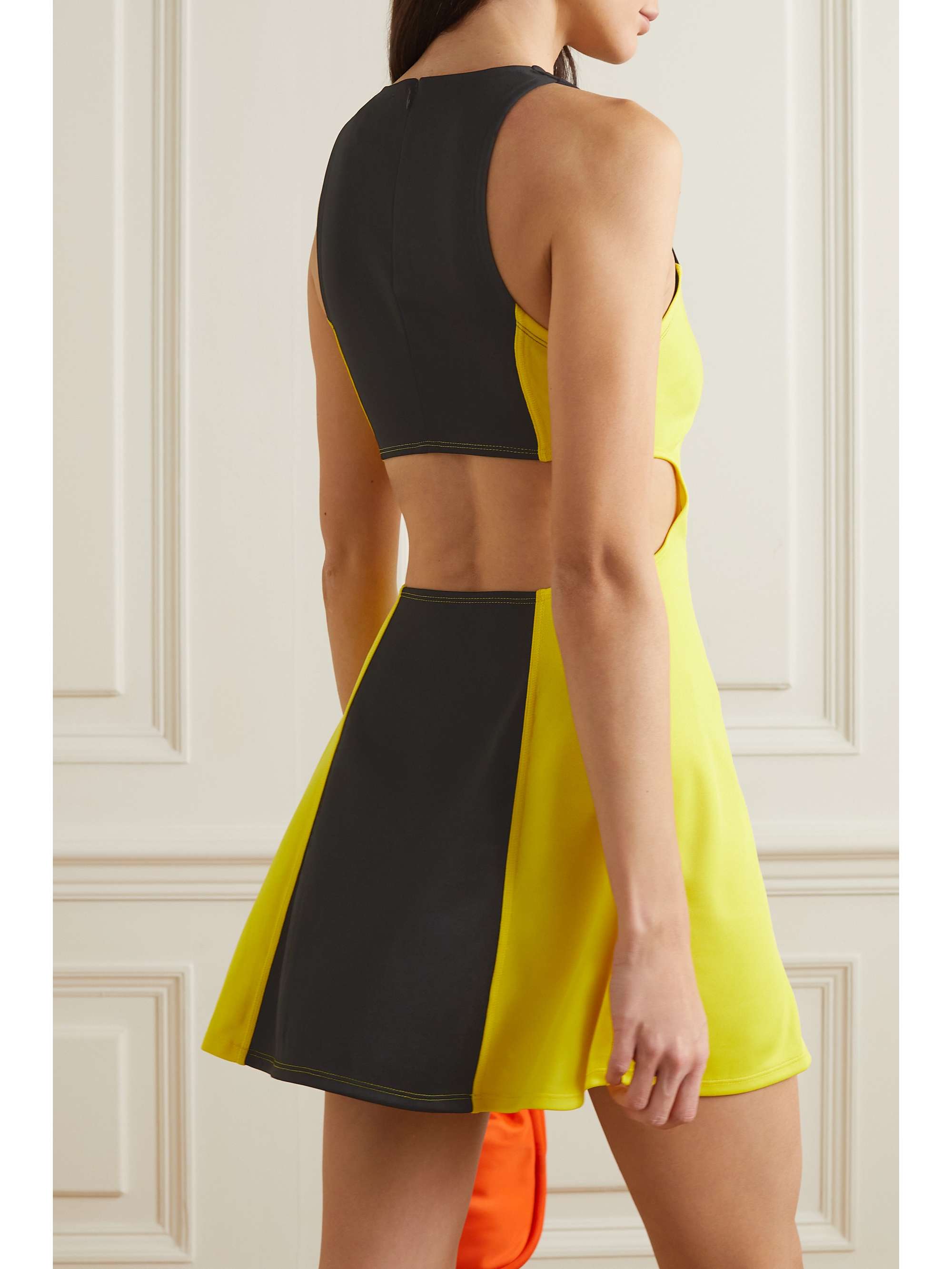 GANNI Appliquéd cutout recycled-jersey tennis dress