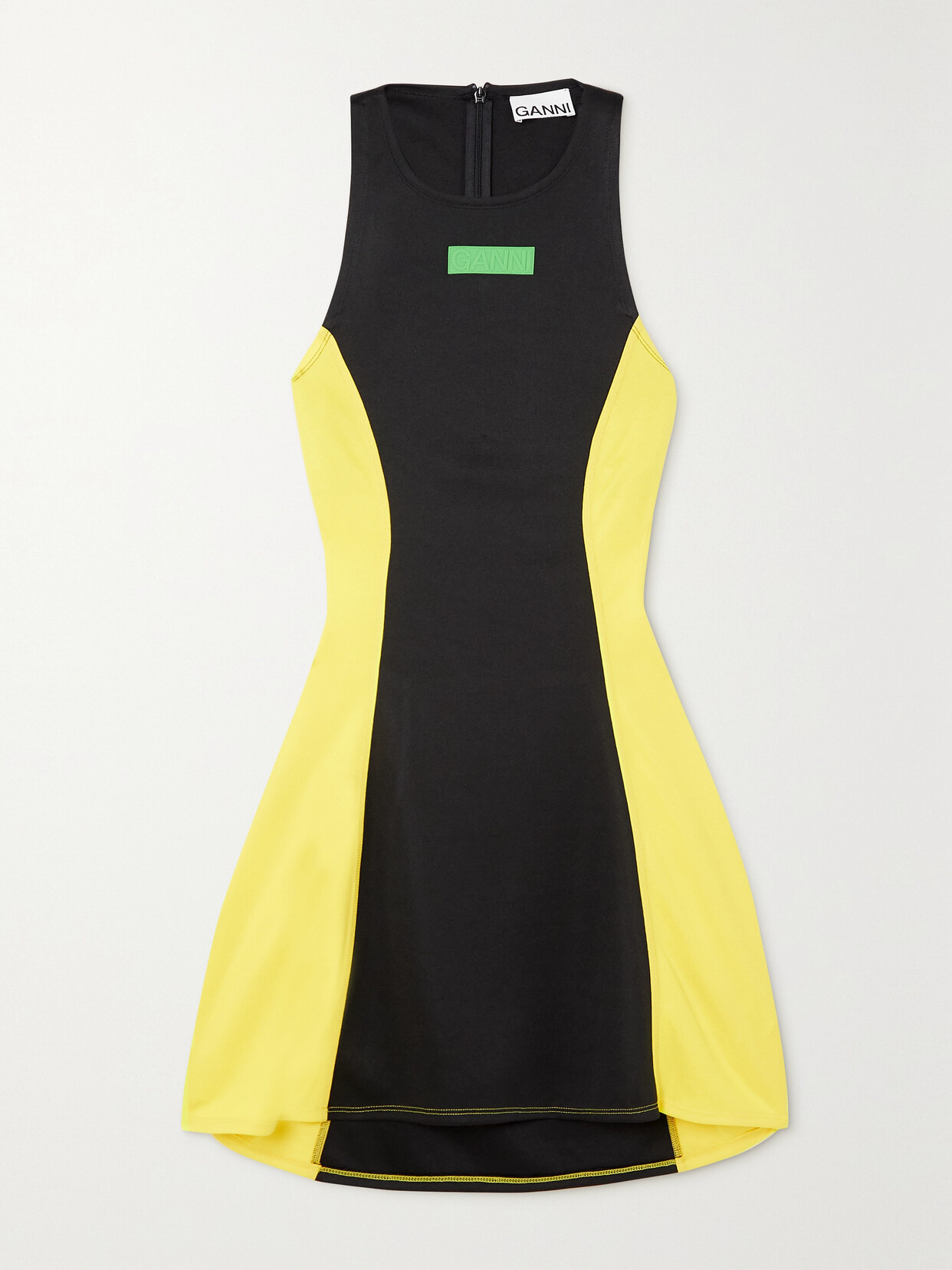 GANNI - Appliquéd Cutout Recycled-jersey Tennis Dress - Black