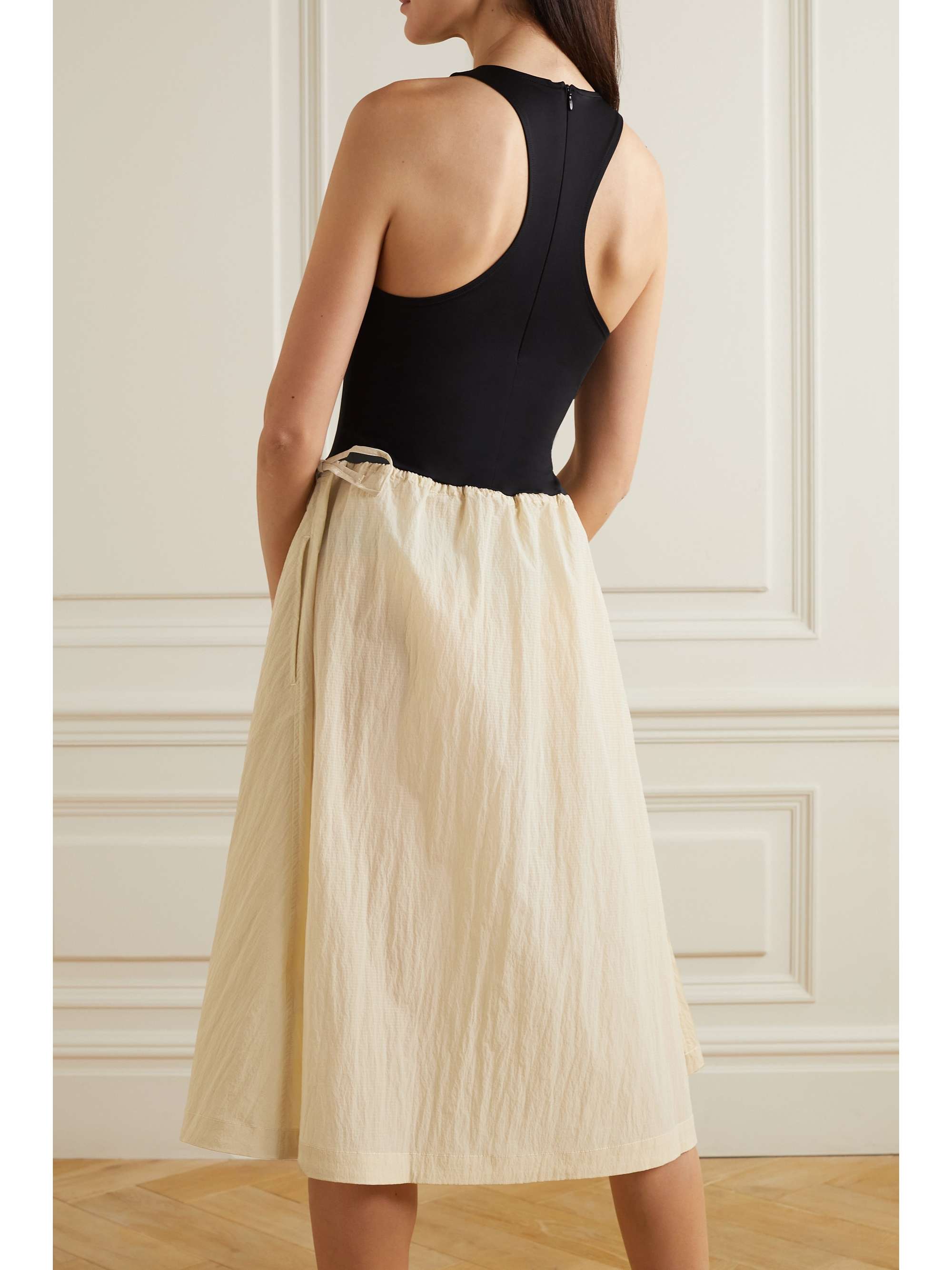 GANNI Appliquéd recycled-jersey and crinkled-shell midi dress