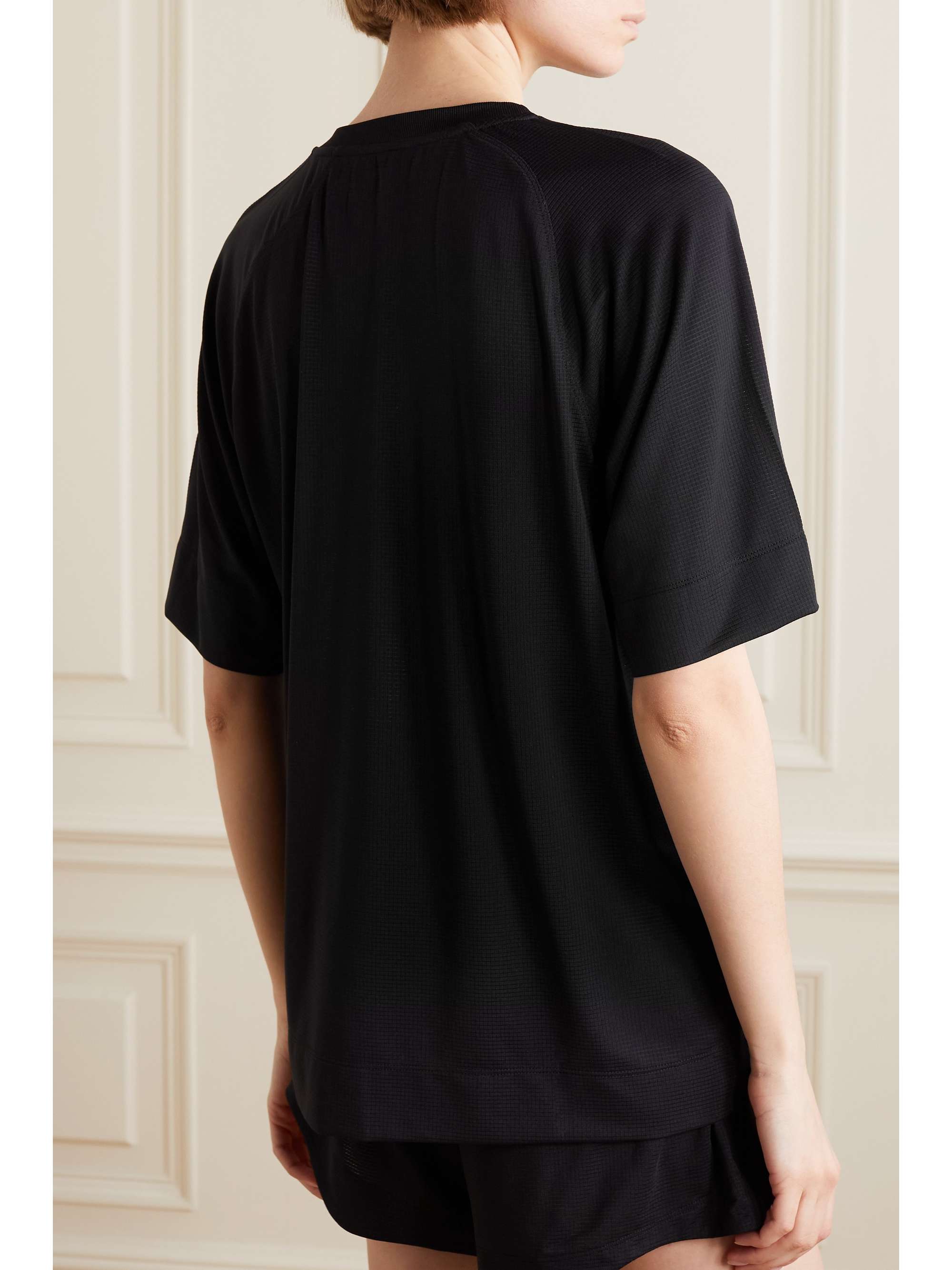 GANNI Printed stretch recycled-mesh T-shirt