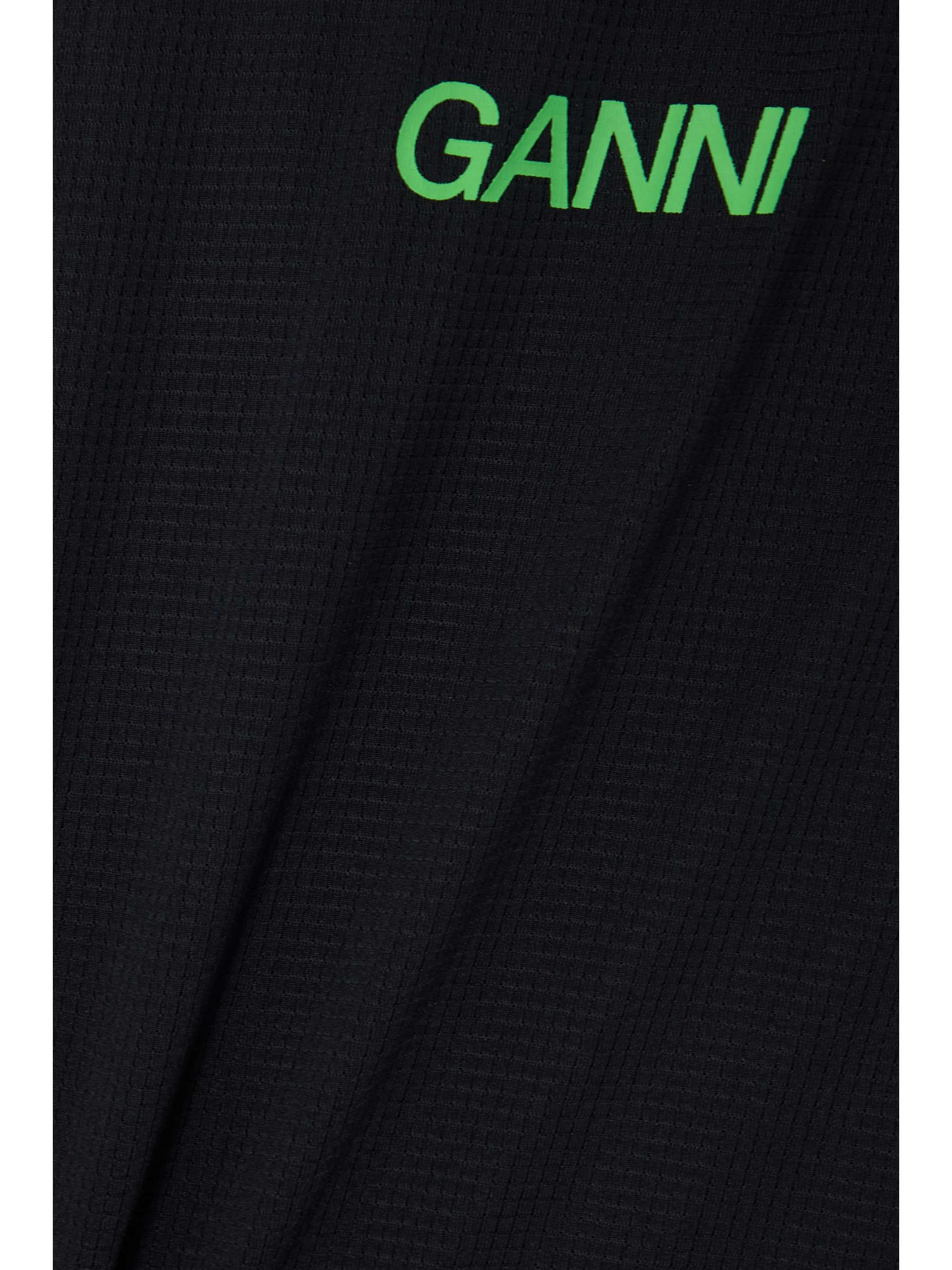 GANNI Printed stretch recycled-mesh T-shirt
