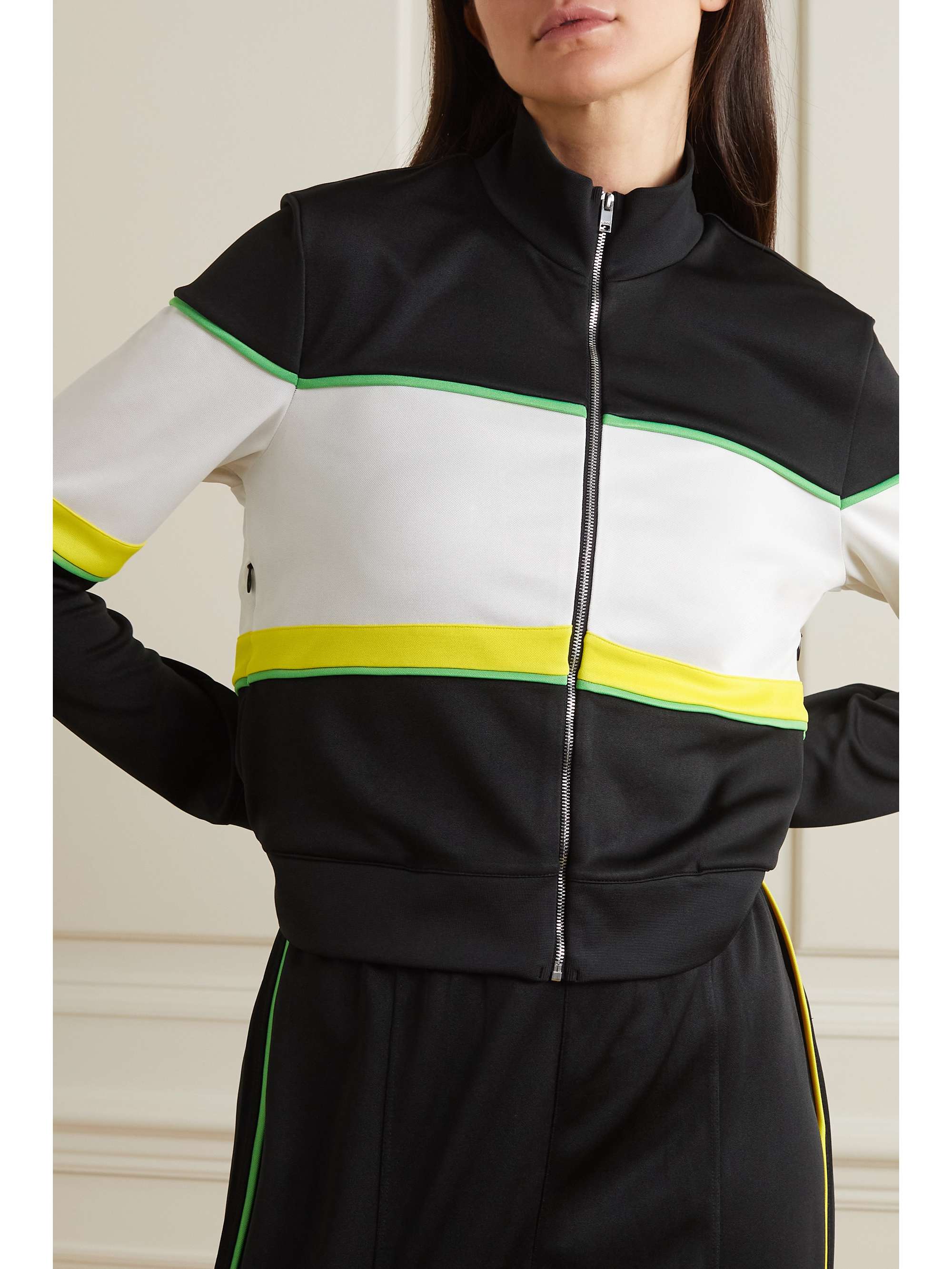 GANNI Striped appliquéd recycled-jersey track jacket
