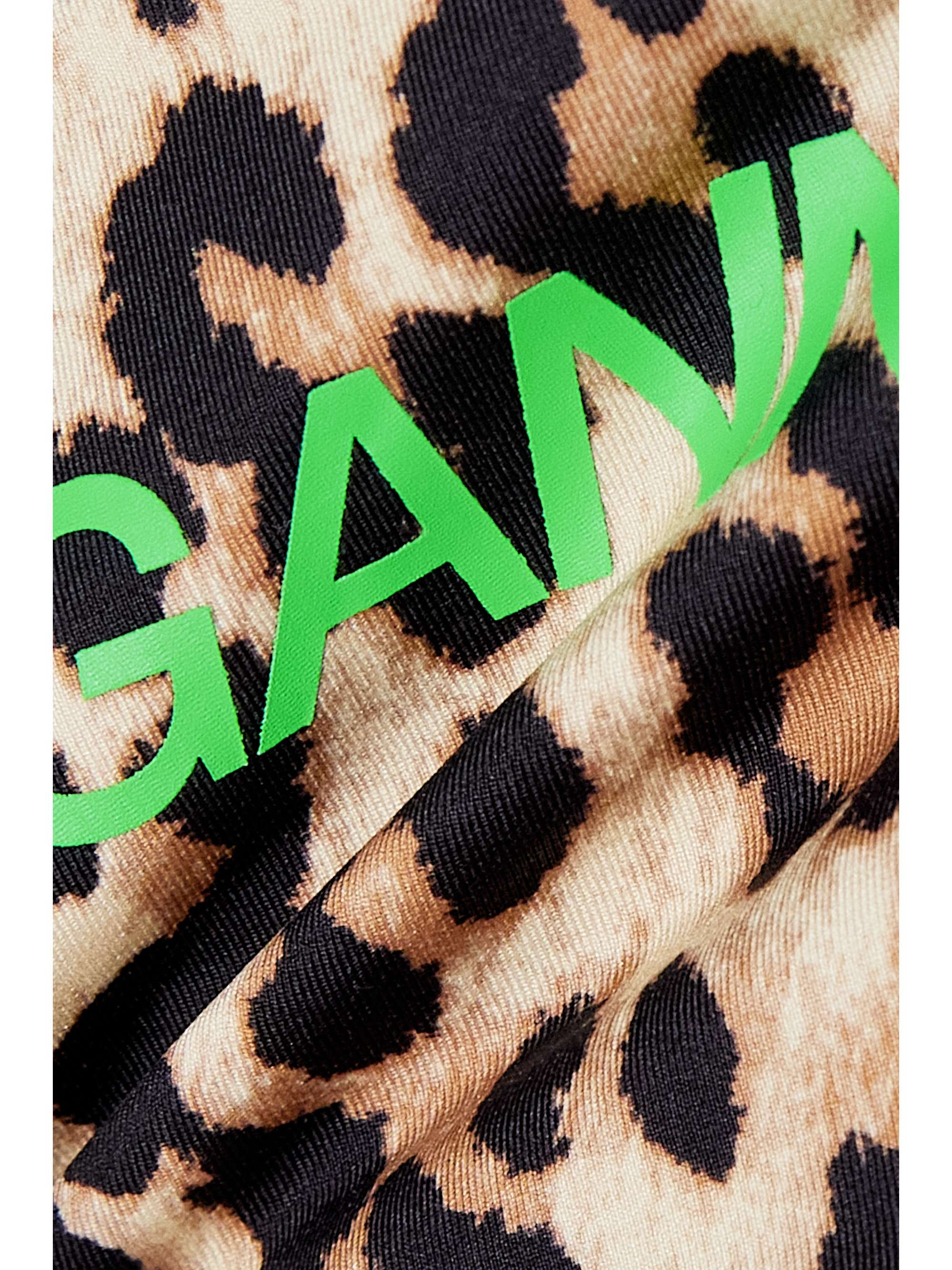 GANNI Leopard-print stretch recycled sports bra