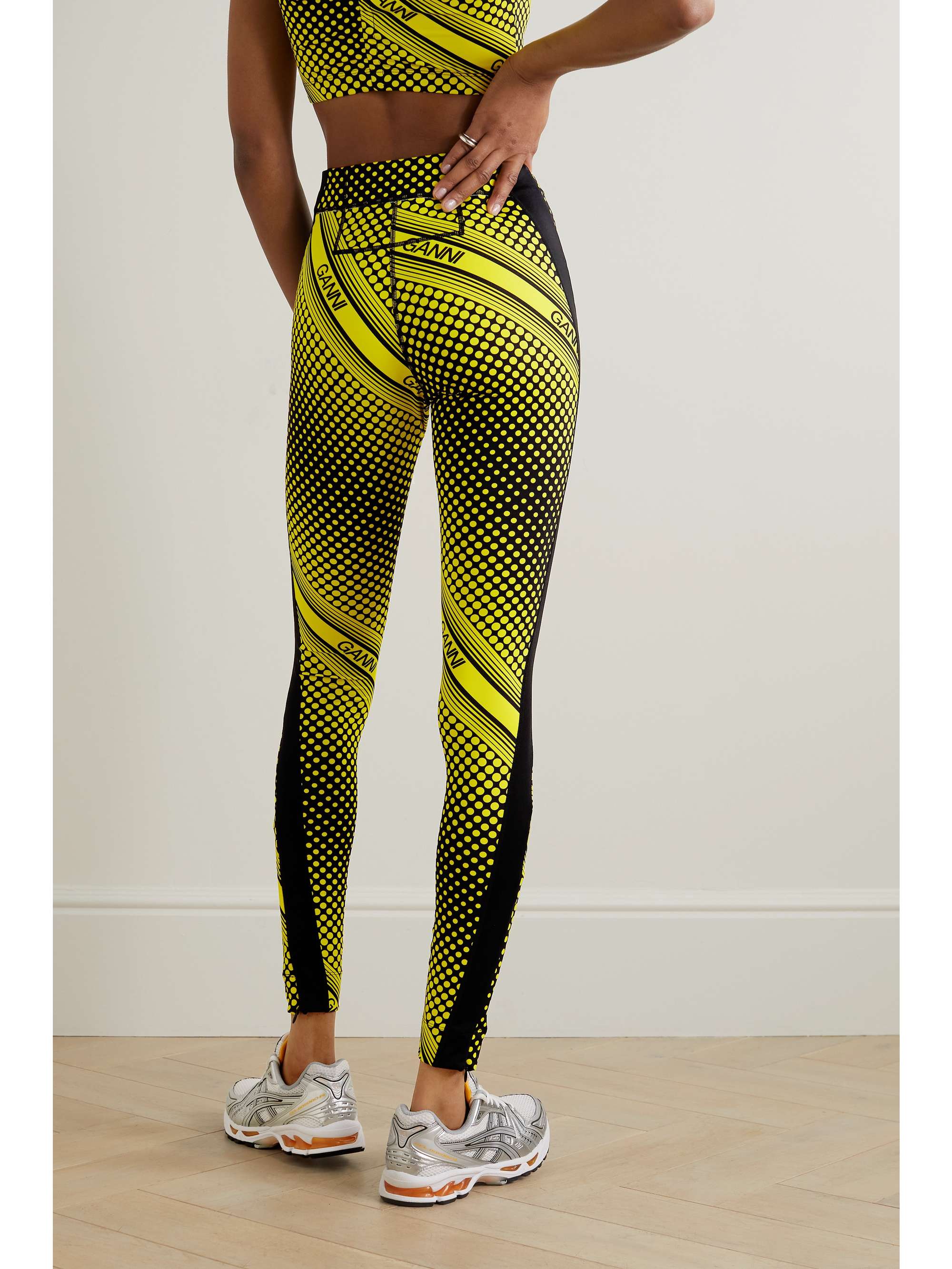 GANNI Printed stretch recycled leggings
