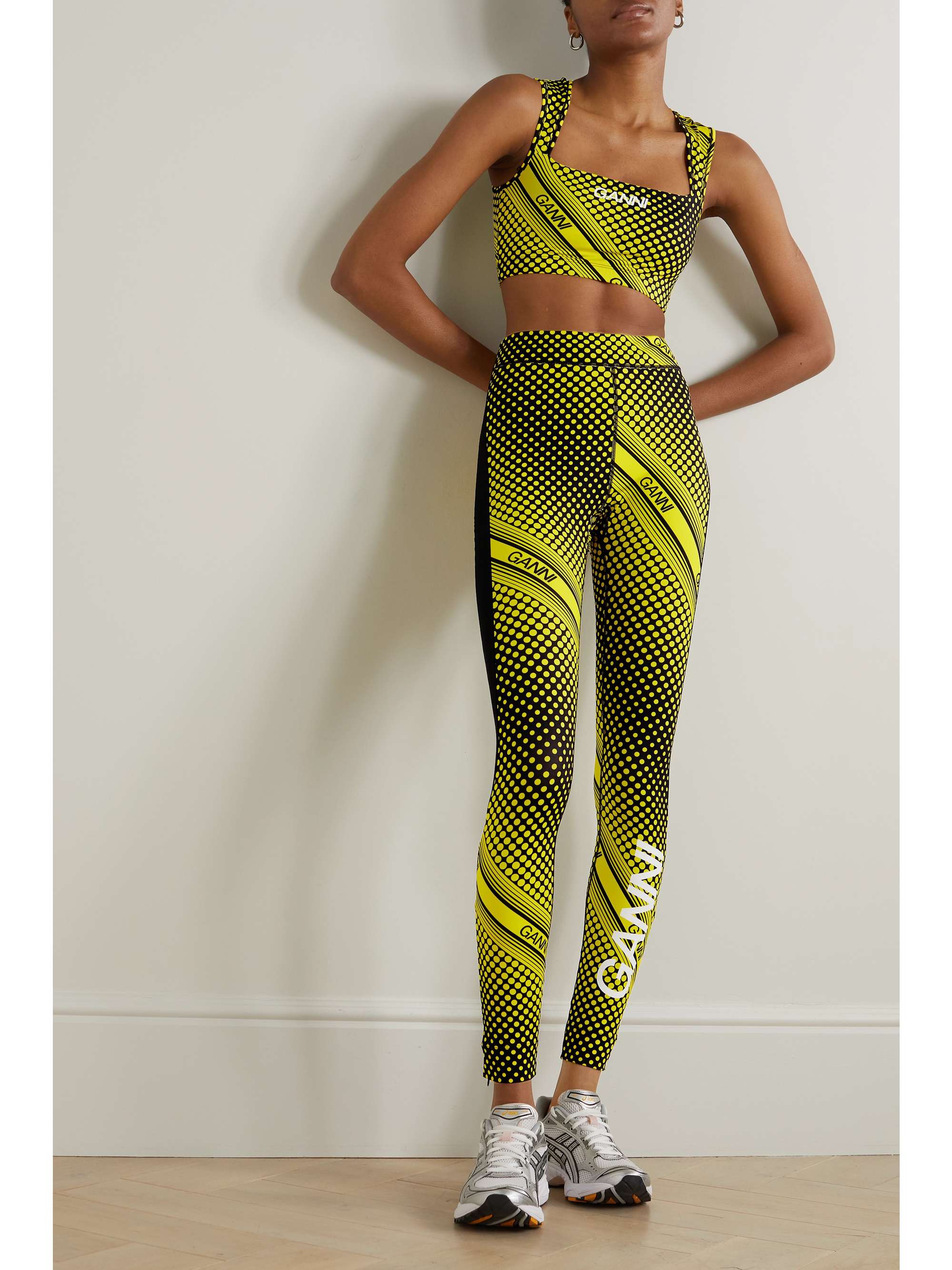 GANNI Printed stretch recycled leggings