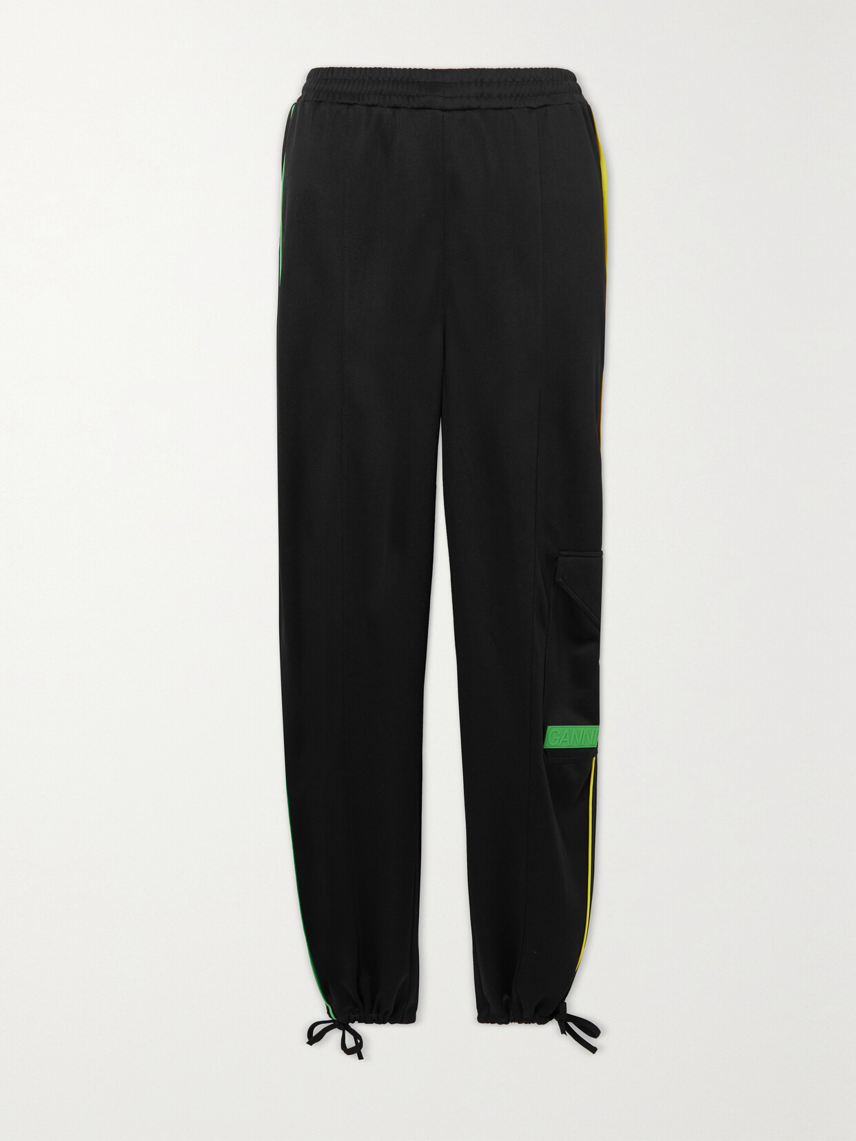 GANNI - Appliquéd Recycled-jersey Tapered Track Pants - Black