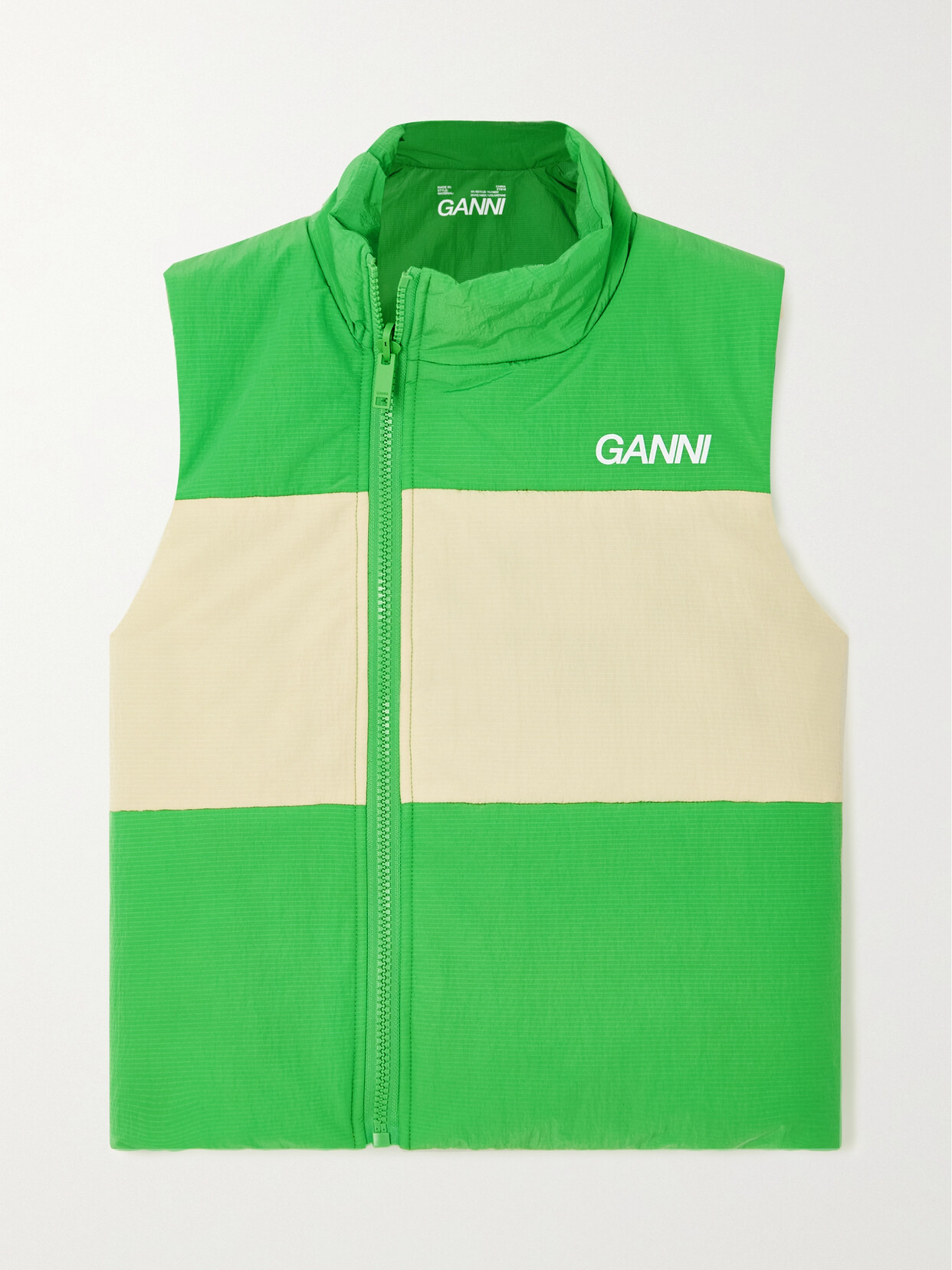 GANNI TWO-TONE RECYCLED-RIPSTOP VEST