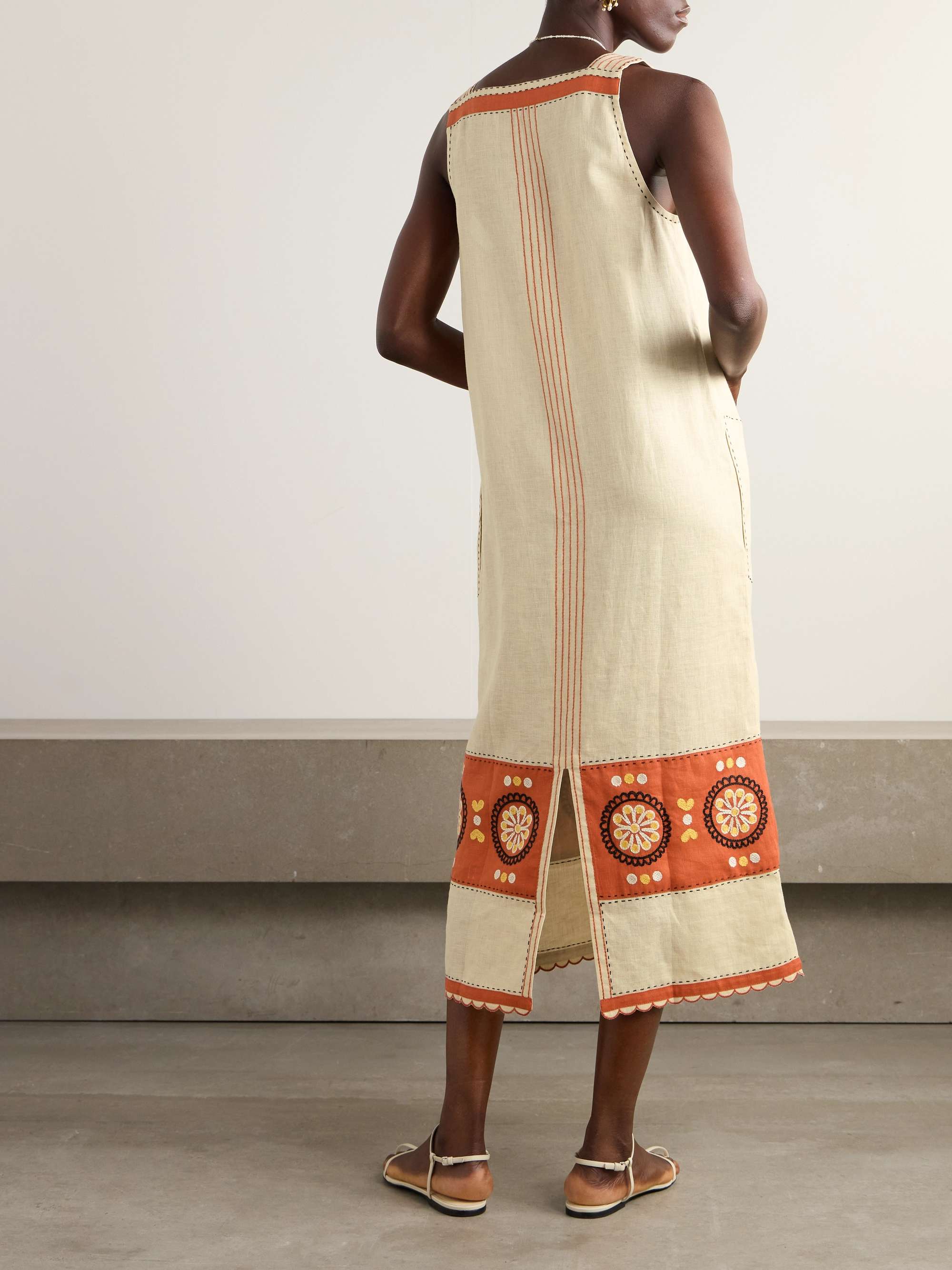 VITA KIN Ulya embroidered linen midi dress