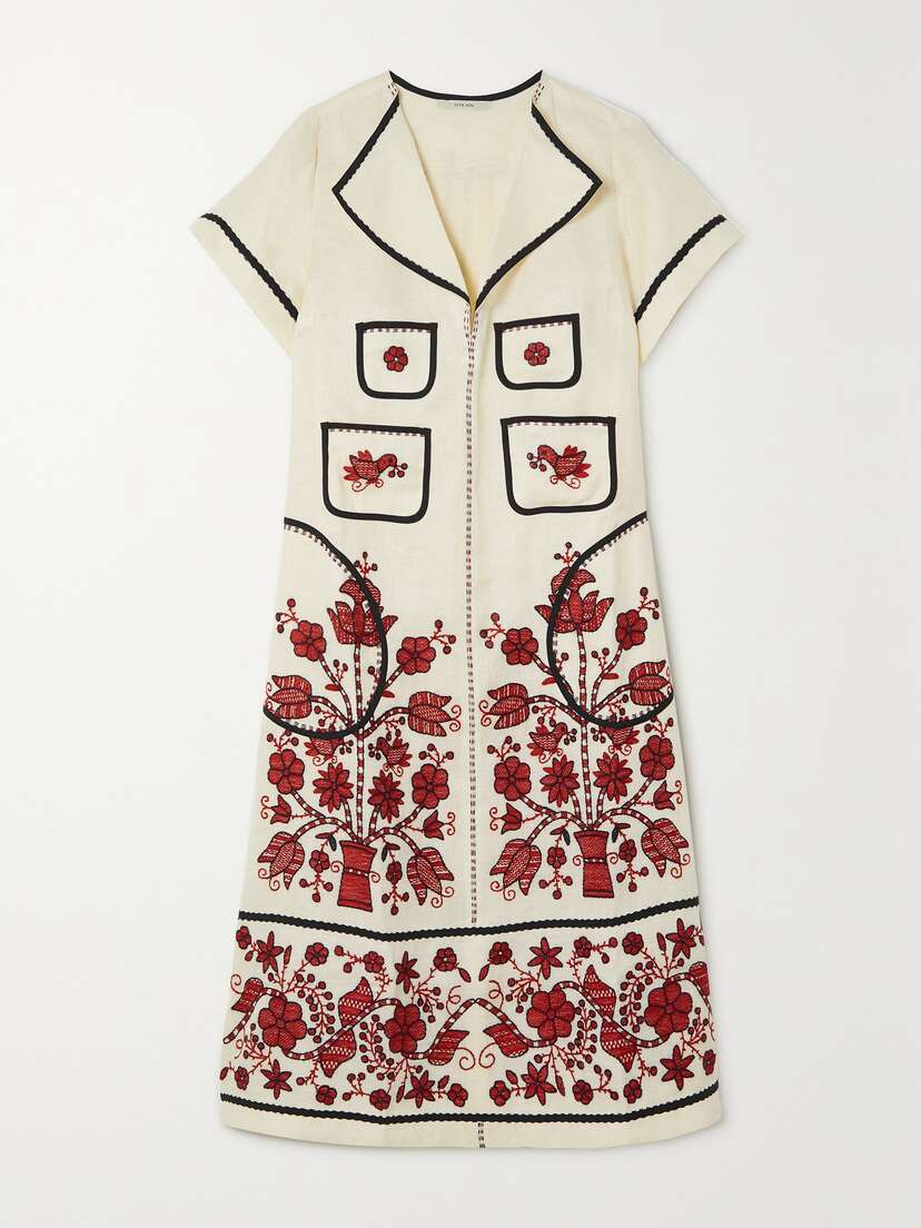 Vita Kin Sasha Embroidered Linen Midi Dress