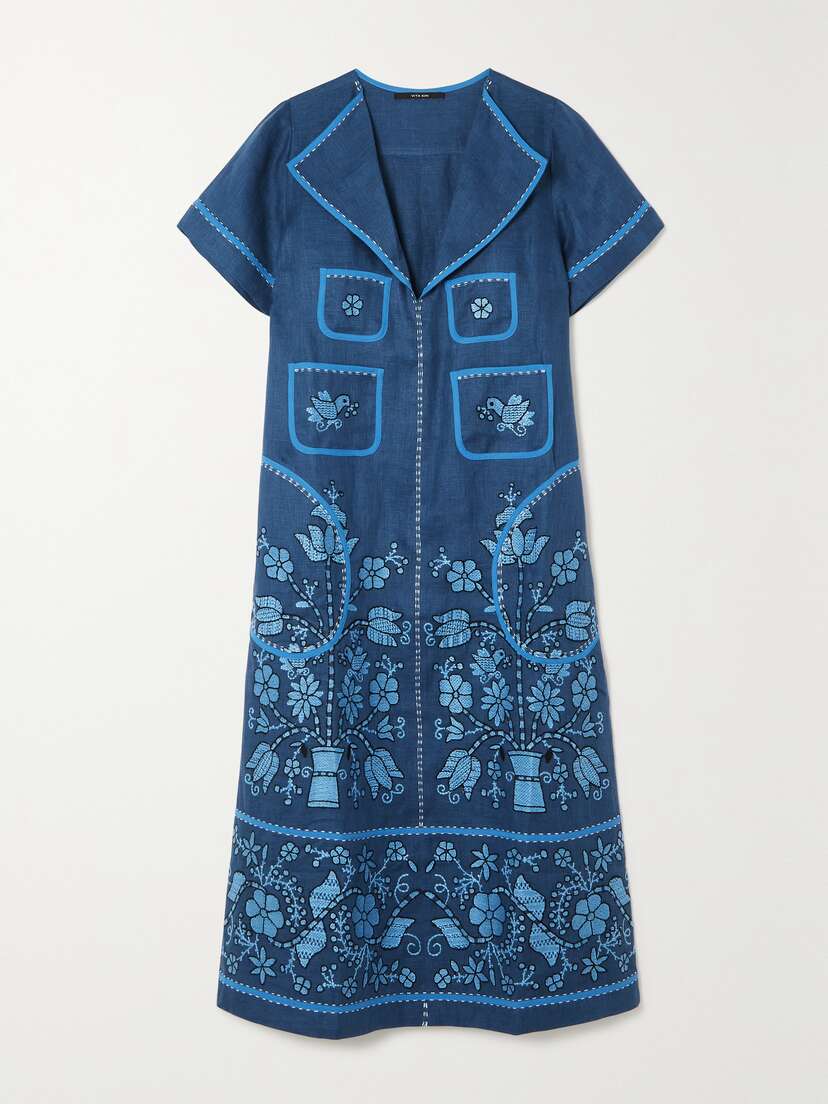 Vita Kin Sasha Embroidered Linen Midi Dress
