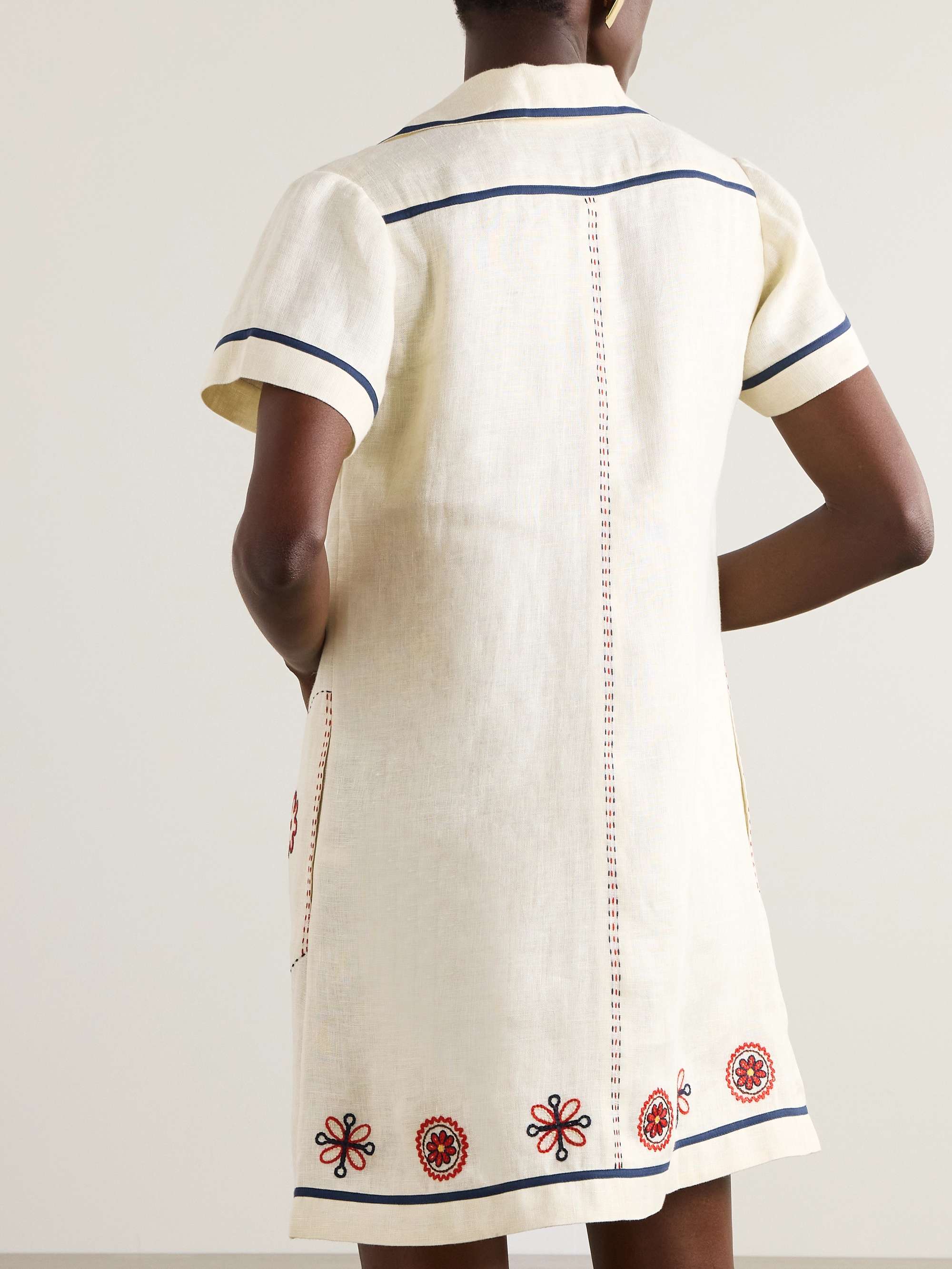 VITA KIN Misha embroidered linen mini dress
