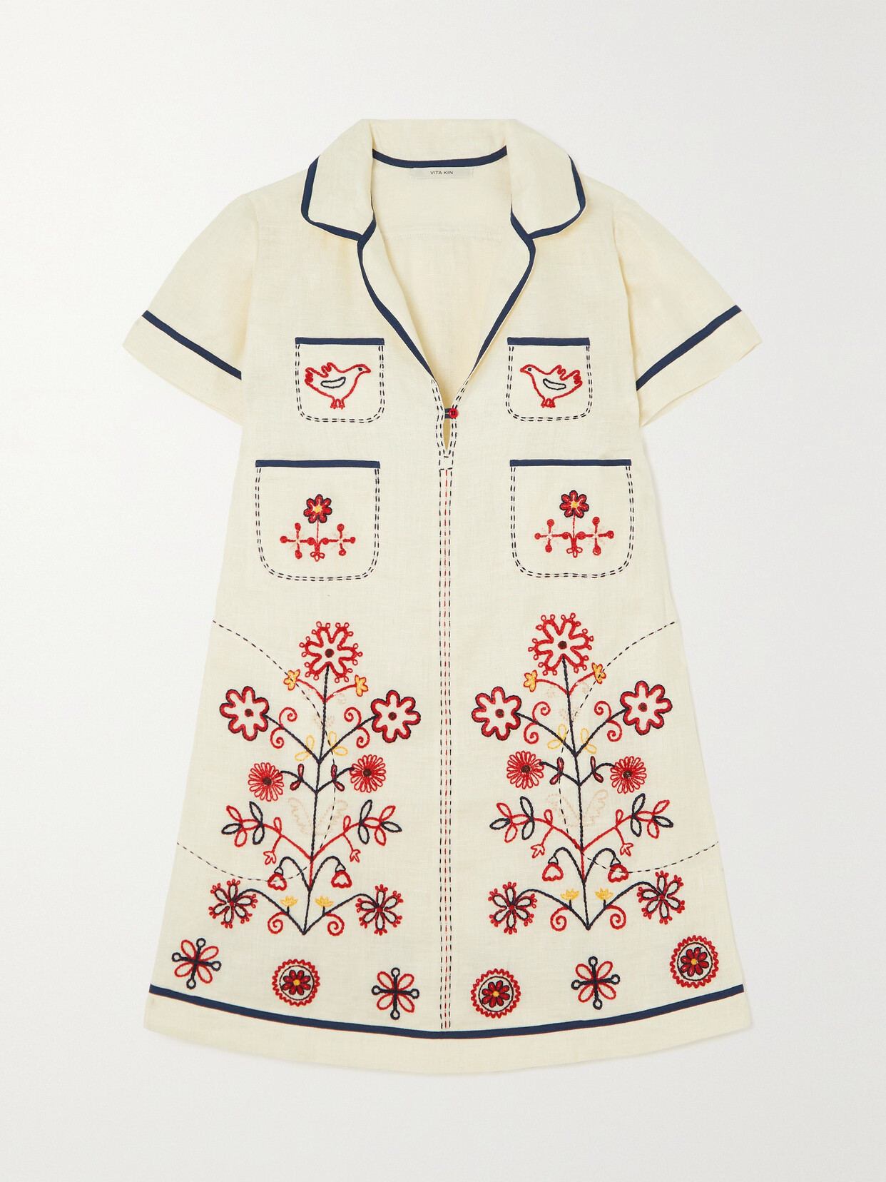 knee length dresses for ladies Filly Linen Mini Dress – Embroidered Linen Dress S main image 1