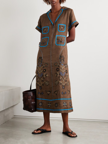 Vita Kin Misha embroidered linen midi dress