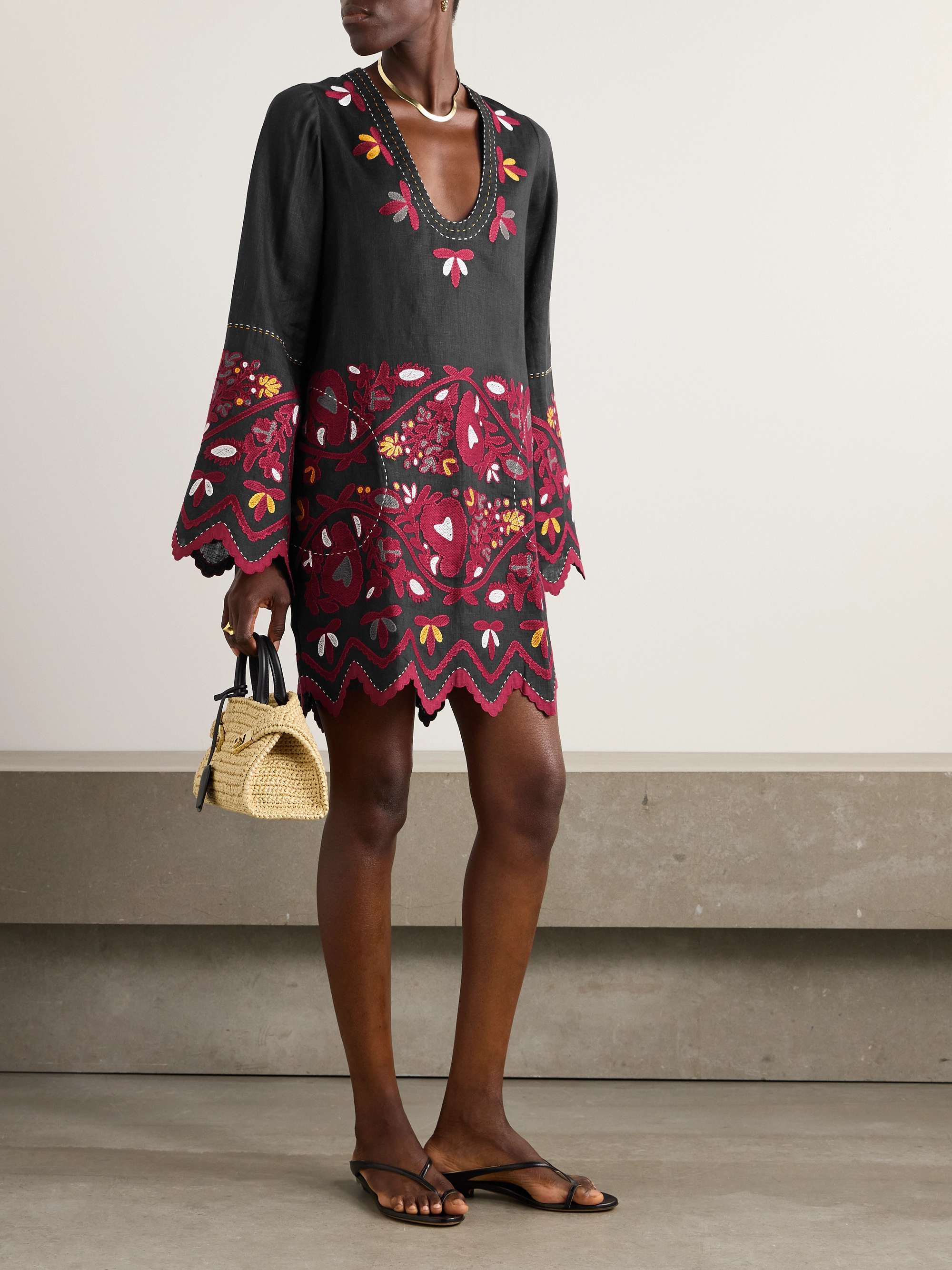 VITA KIN Pippa embroidered linen mini dress
