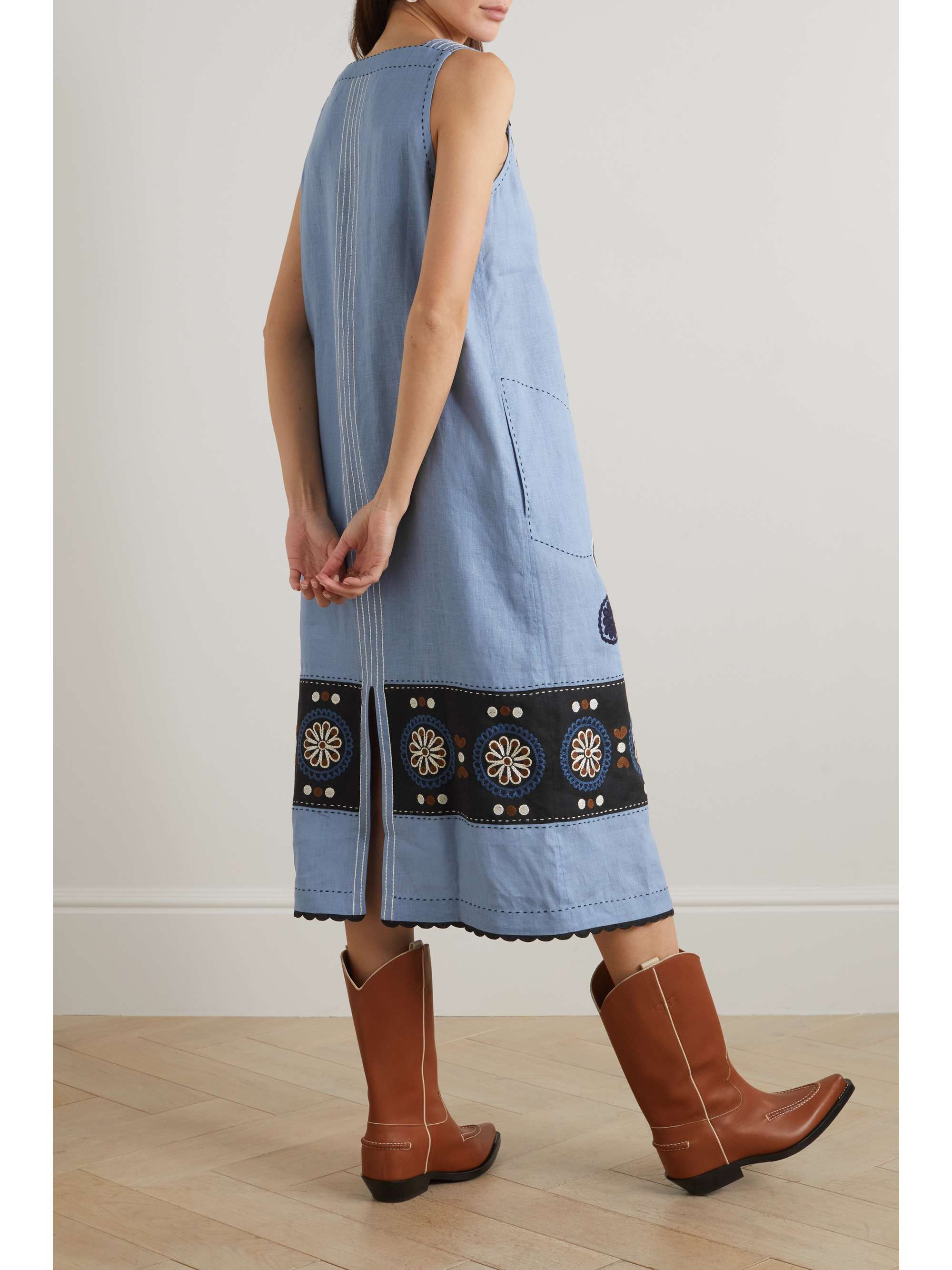 VITA KIN Ulya embroidered linen midi dress