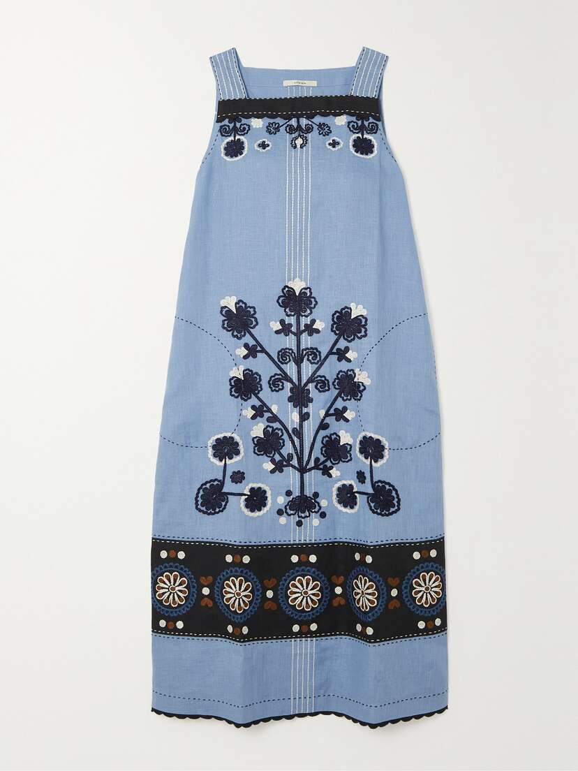 Vita Kin Ulya Embroidered Linen Midi Dress