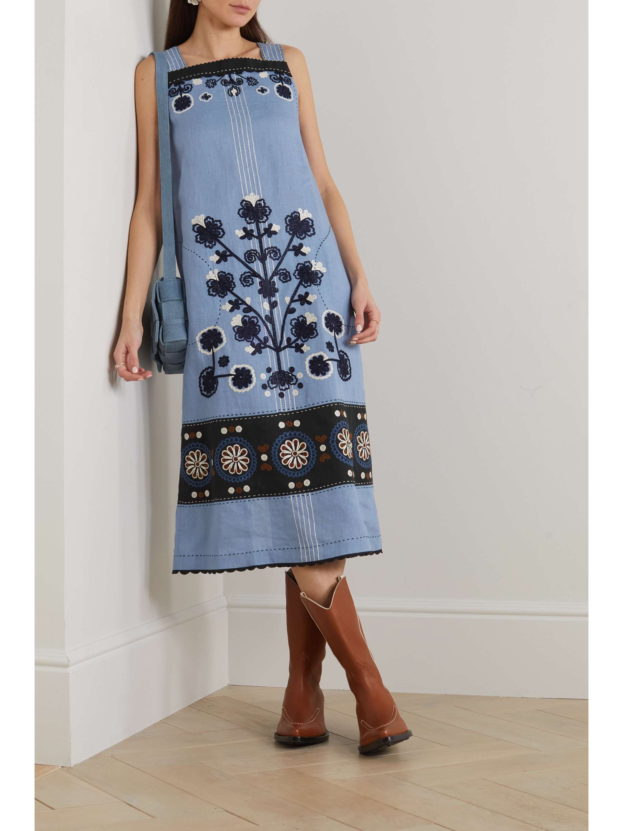 VITA KIN Ulya embroidered linen midi dress