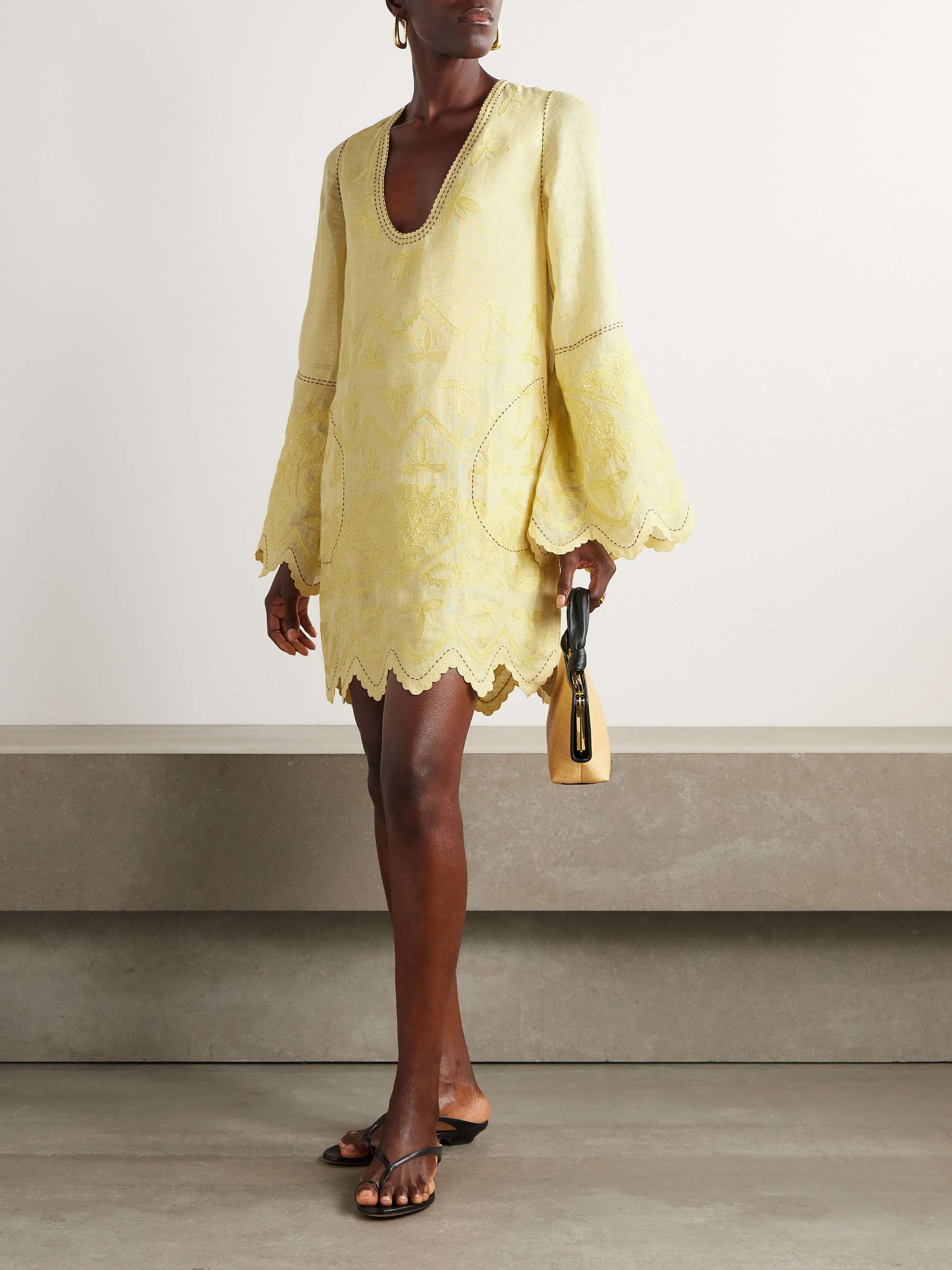 VITA KIN Pippa embroidered linen mini dress