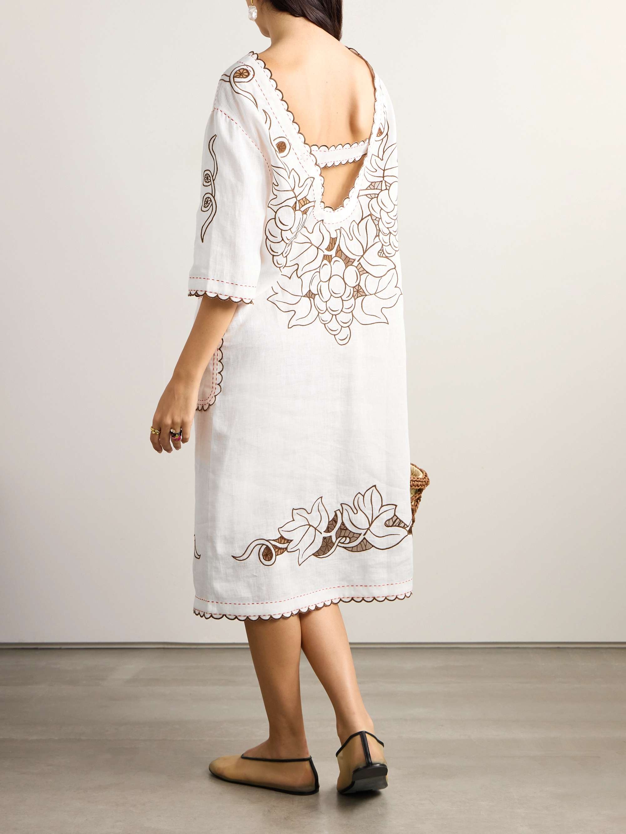 VITA KIN Stella embroidered linen midi dress