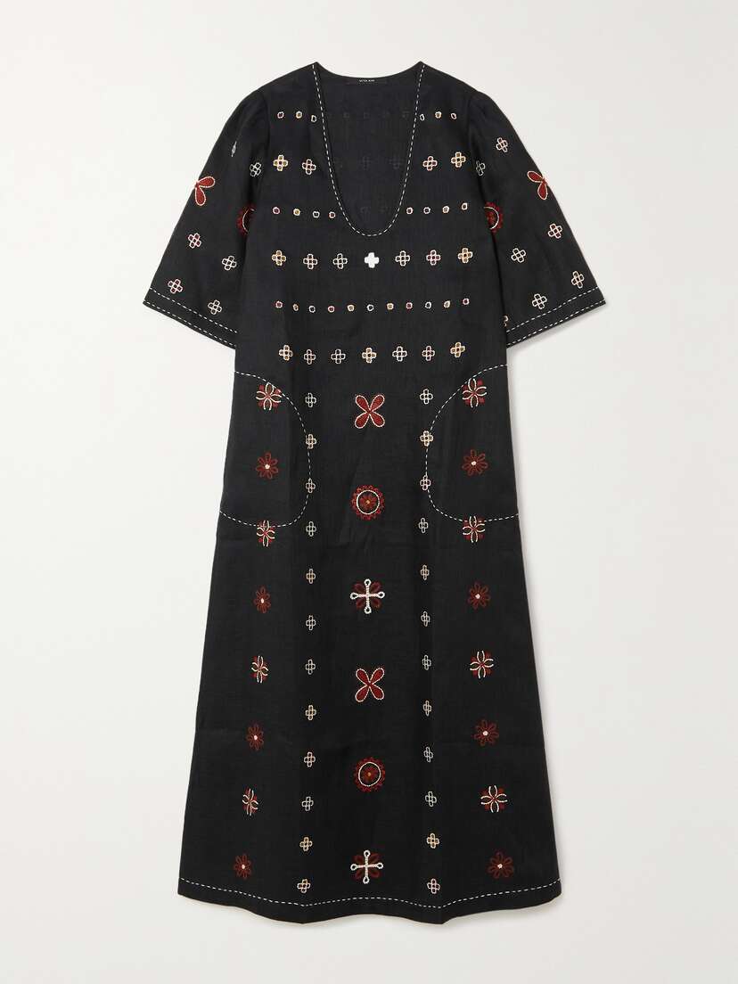 Vita Kin Venezia Embroidered Linen Midi Dress