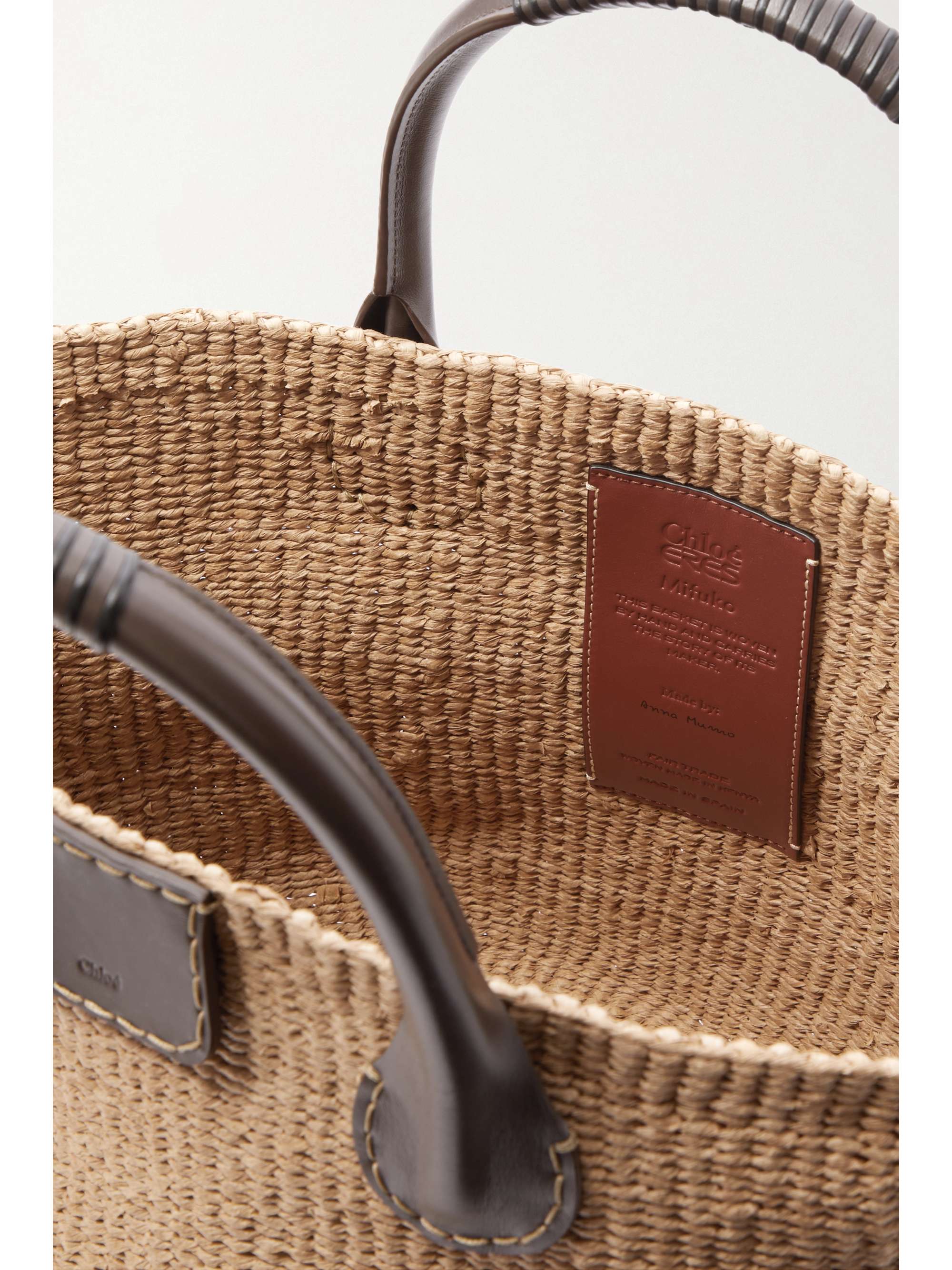 CHLOÉ + NET SUSTAIN + Eres Palma leather-trimmed raffia tote