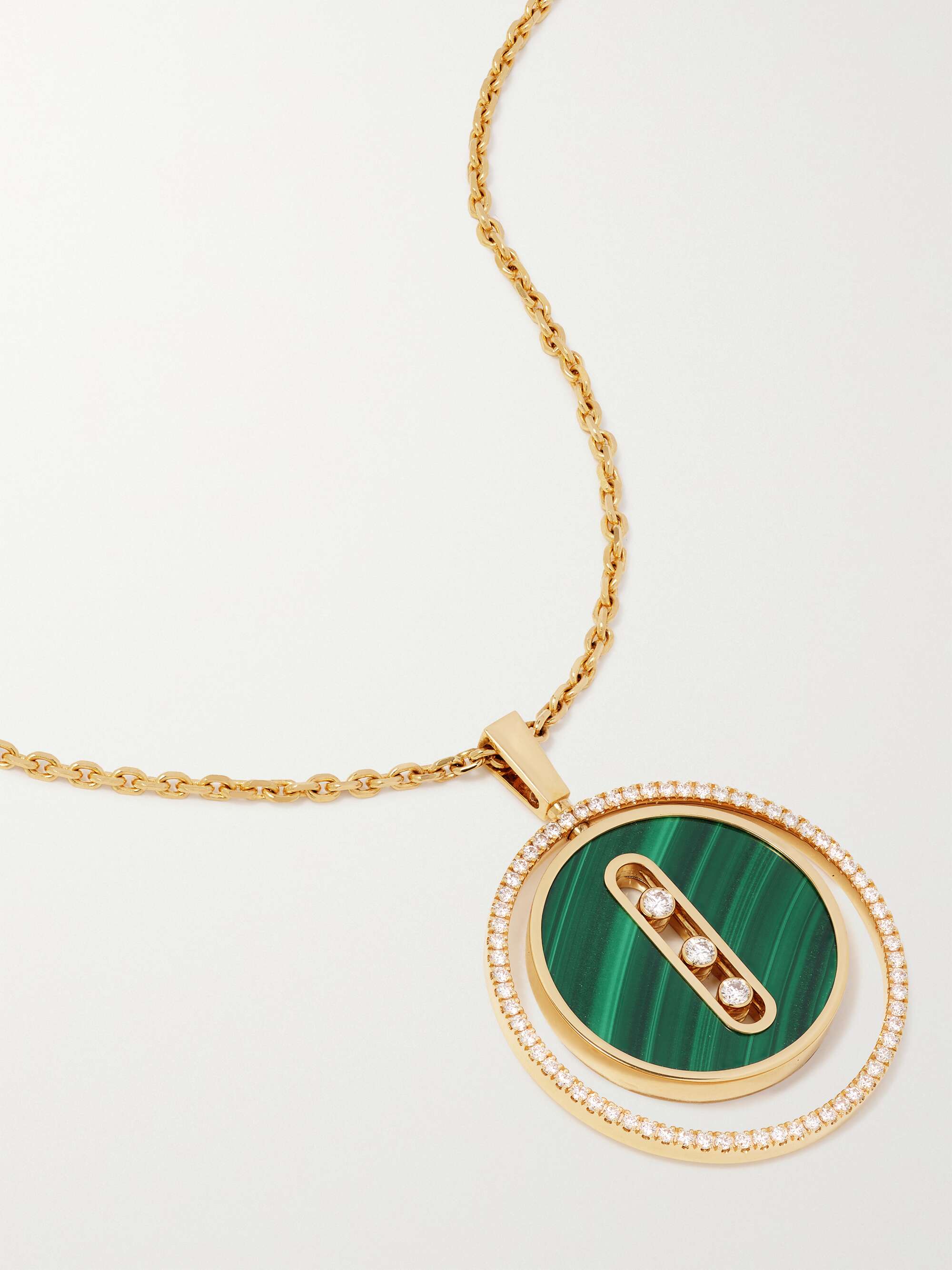 Lucky Move 18 karat gold malachite and diamond necklace