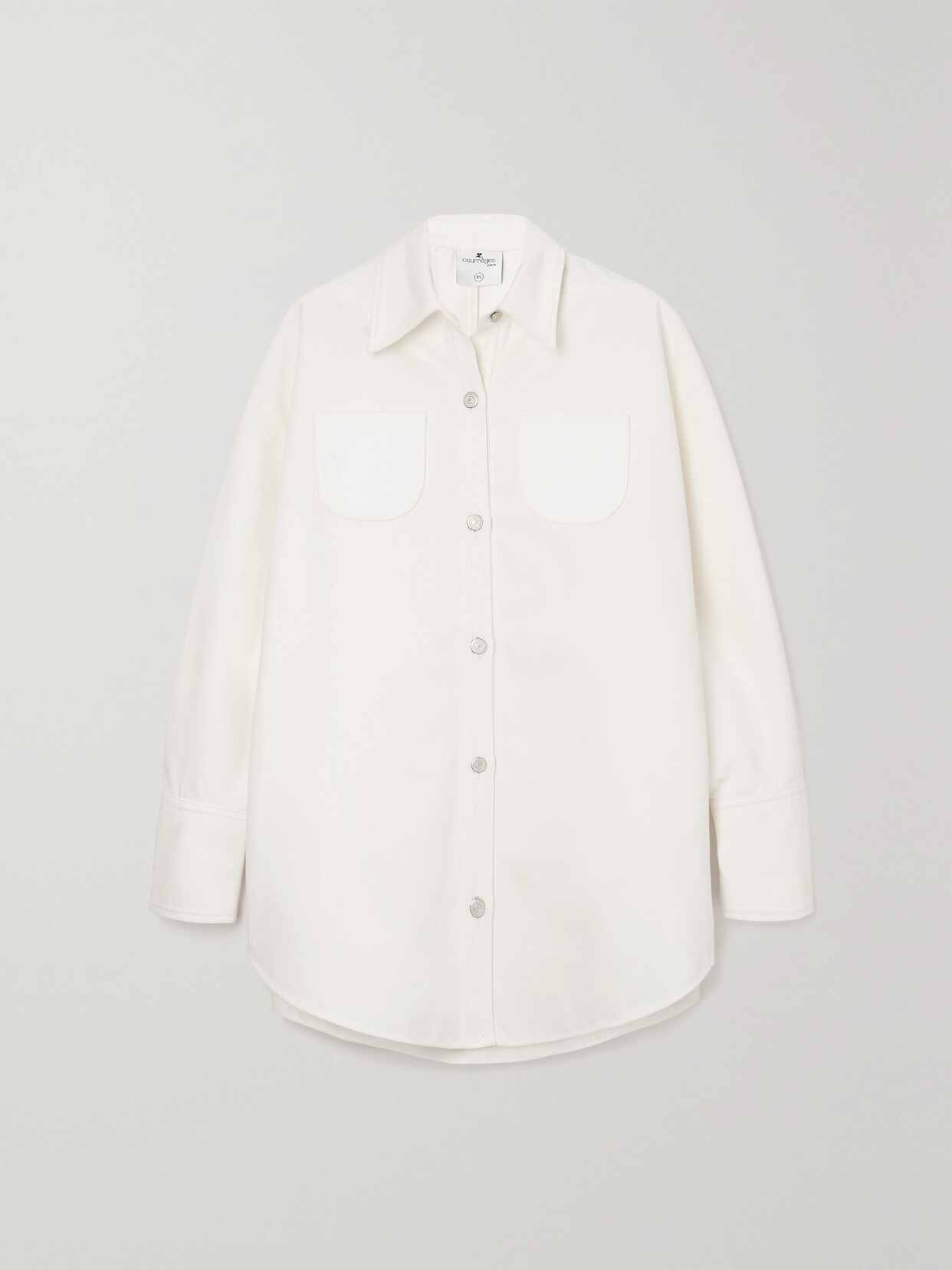 COURREGES - Leather-trimmed Ribbed Cotton Shirt - White