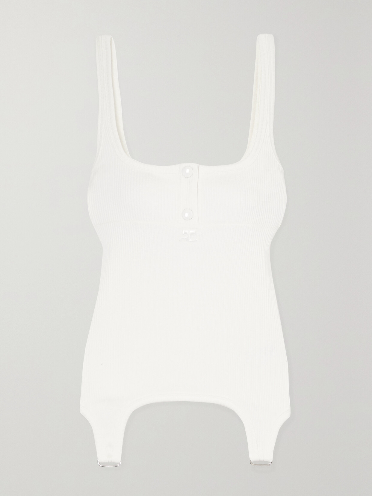 Courrèges Embellished Ribbed Stretch-cotton Tank - White
