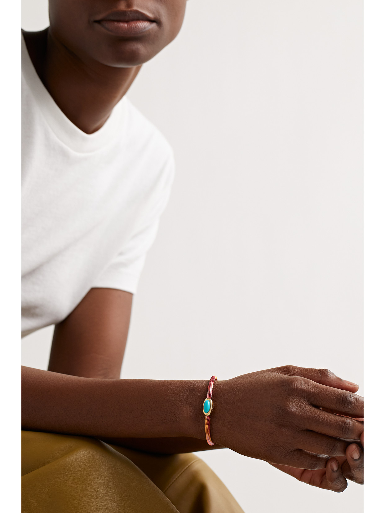 Shop Ole Lynggaard Copenhagen Life 18-karat Gold, Turquoise And Cord Bracelet