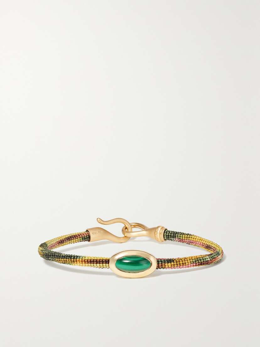 OLE LYNGGAARD COPENHAGEN ife 18-karat Gold, Malachite And Cord Bracelet
