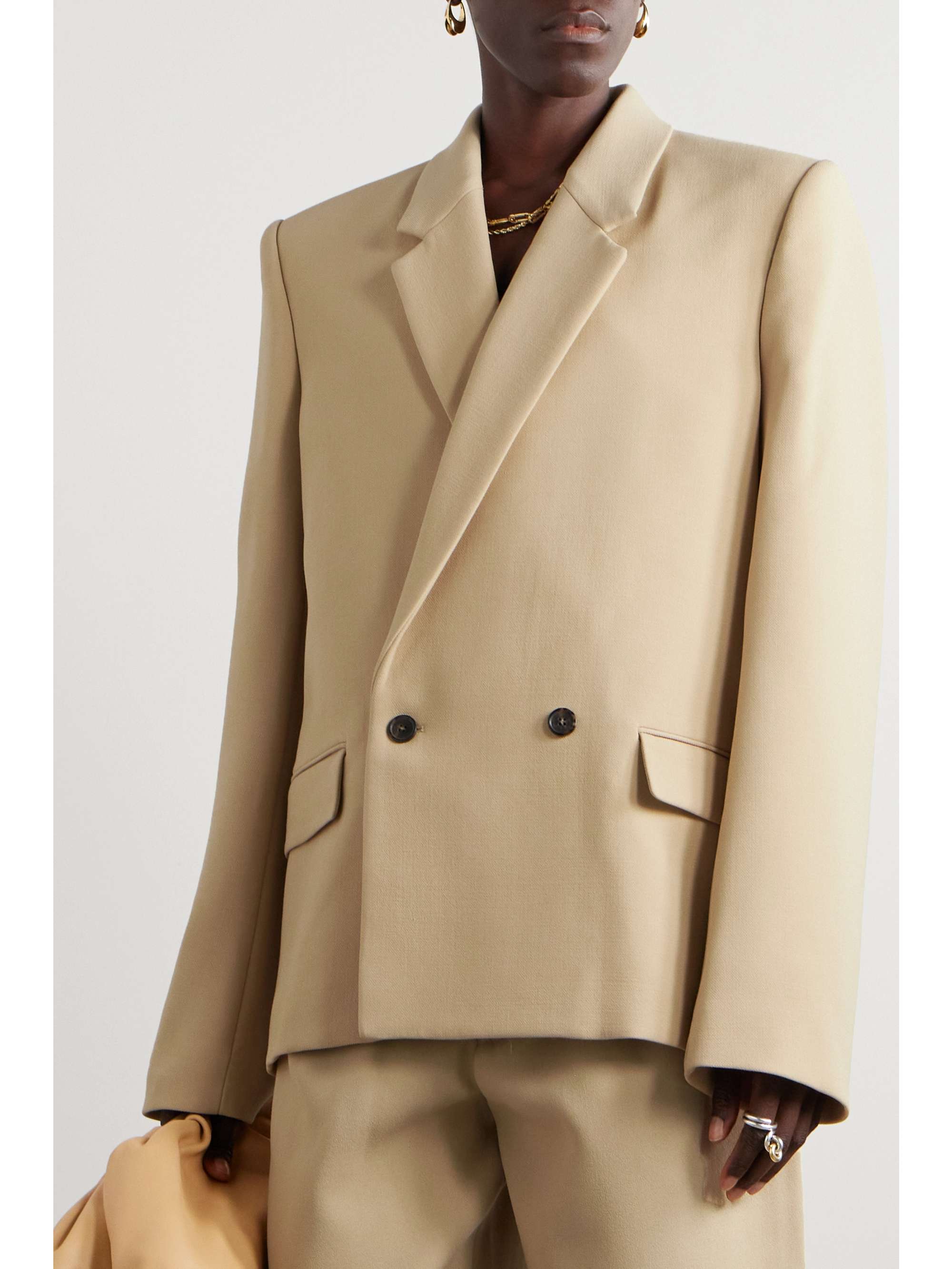 WARDROBE.NYC + Hailey Bieber double-breasted wool blazer