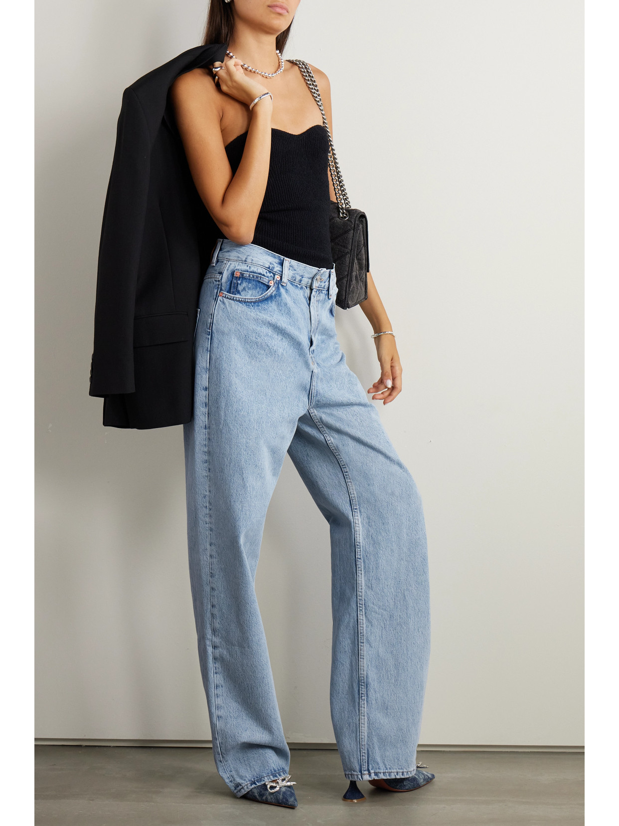 Wardrobe.nyc Women's Low Rise Denim Jeans In Blue