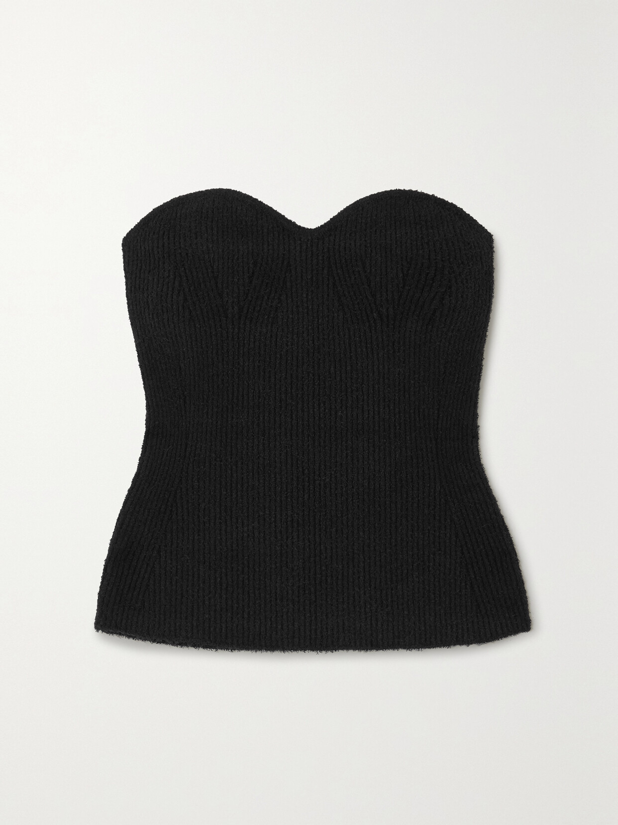 Shop Wardrobe.nyc Strapless Ribbed Stretch Cotton-blend Bustier Top In Black