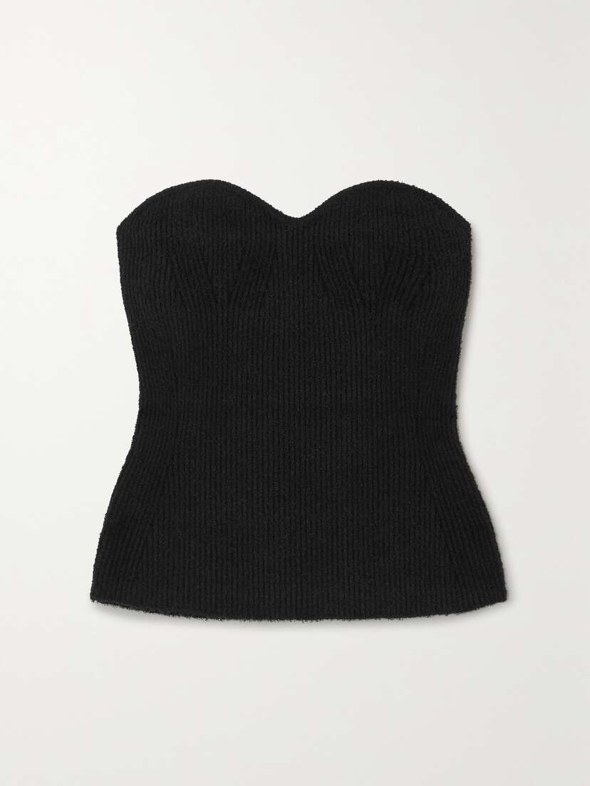 Wardrobe.NYC Strapless Ribbed Stretch Cotton-blend Bustier Top