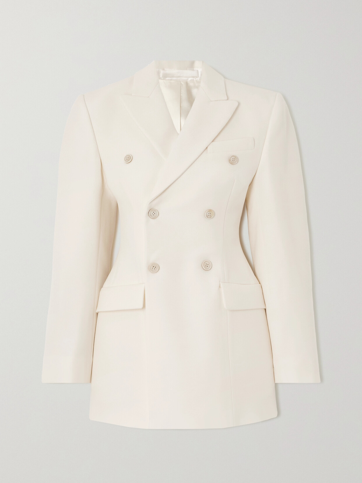 Shop Wardrobe.nyc Double-breasted Wool-twill Blazer In Off-white