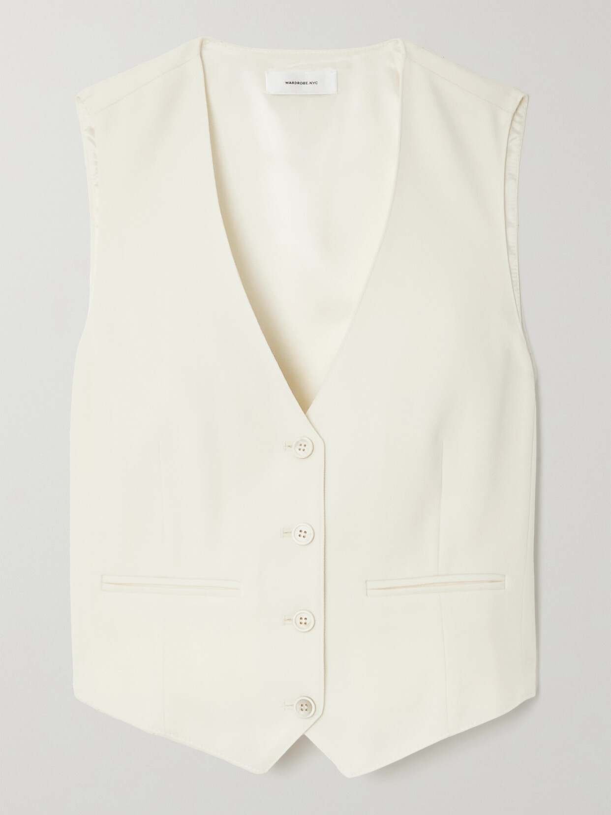 WARDROBE. NYC - Cropped Grain De Poudre Wool Vest - Off-white