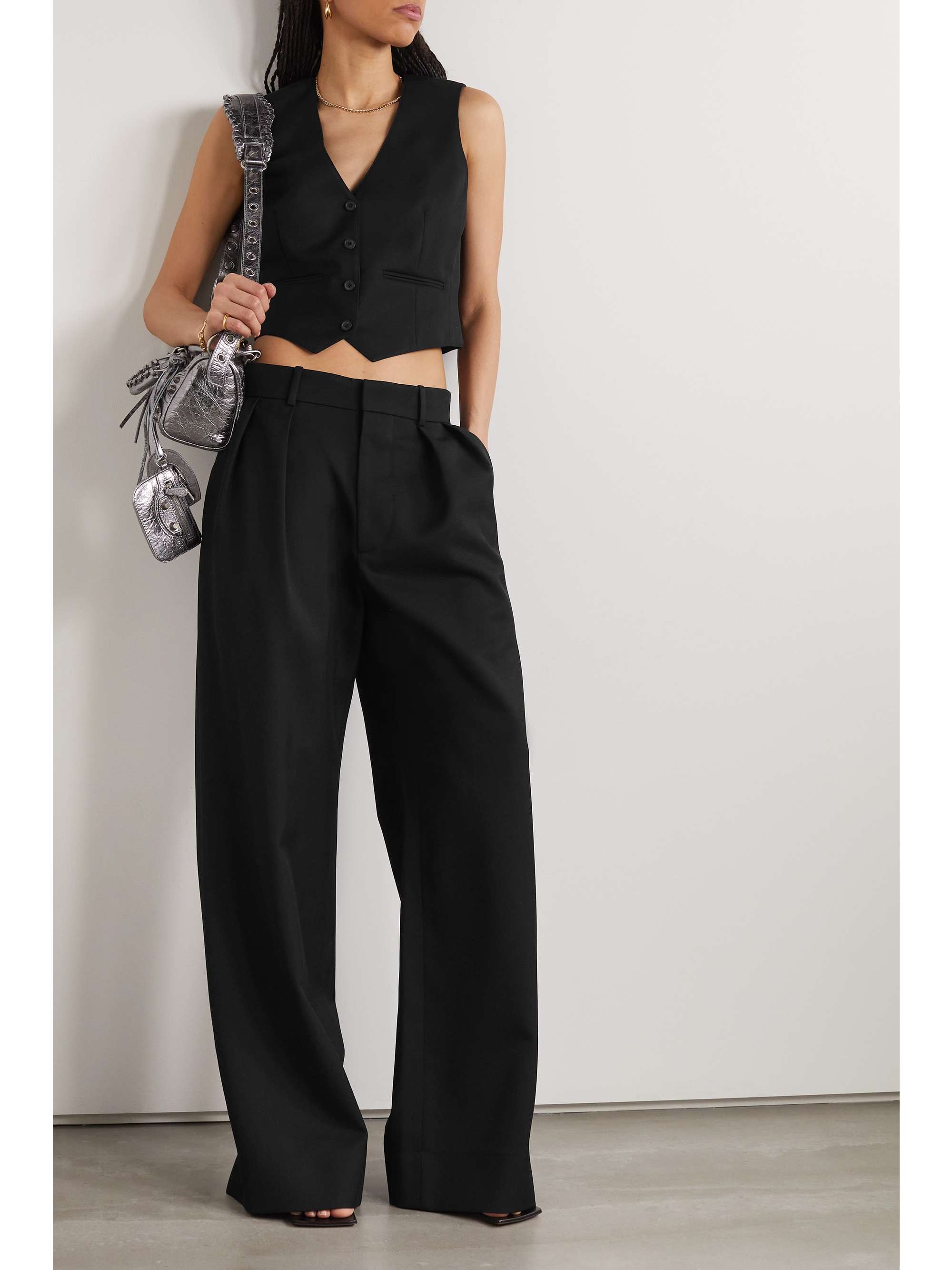 WARDROBE.NYC Pleated grain de poudre wool lowrise pants NETAPORTER
