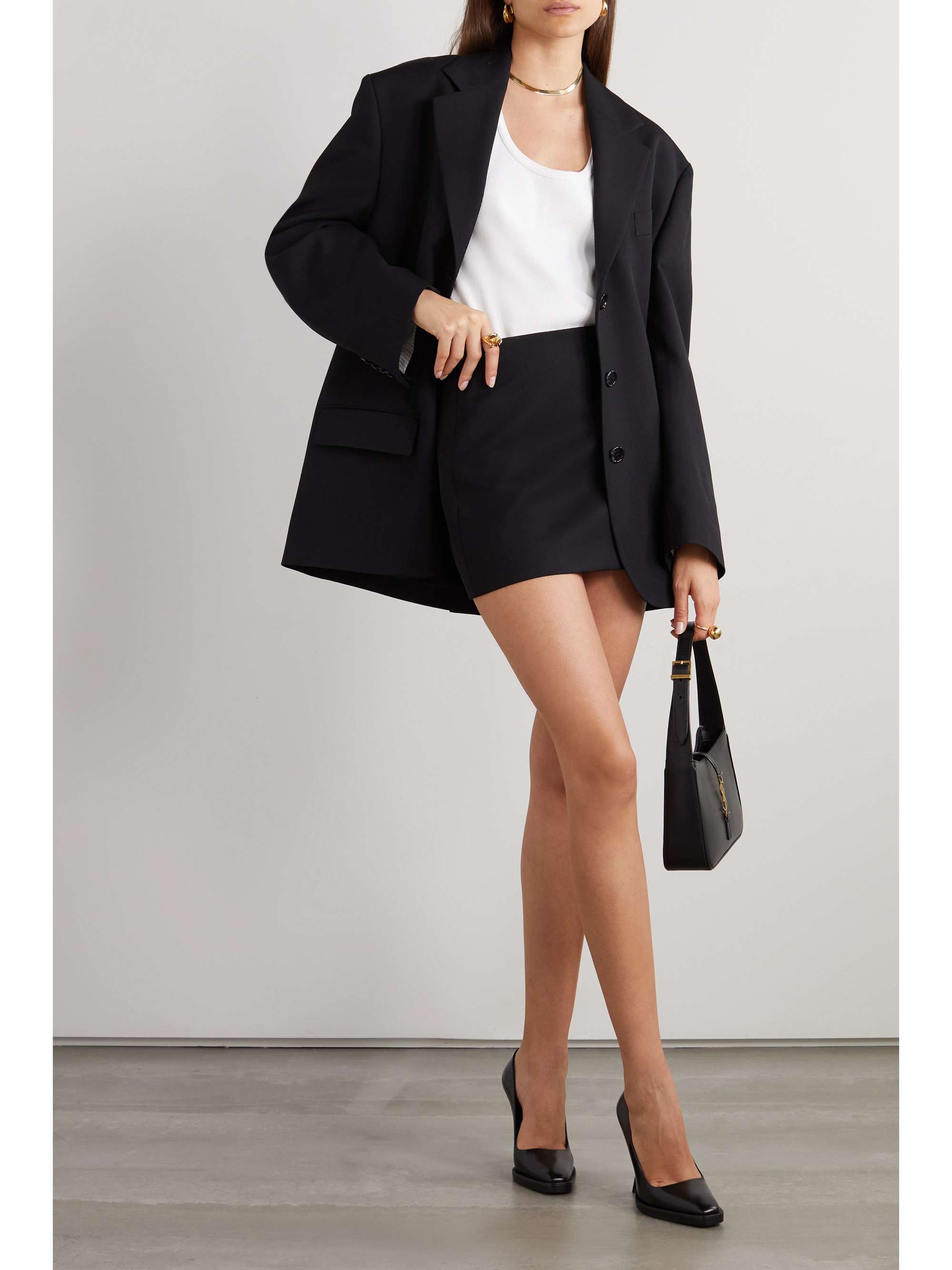 WARDROBE.NYC Grain de poudre wool mini skirt NETAPORTER