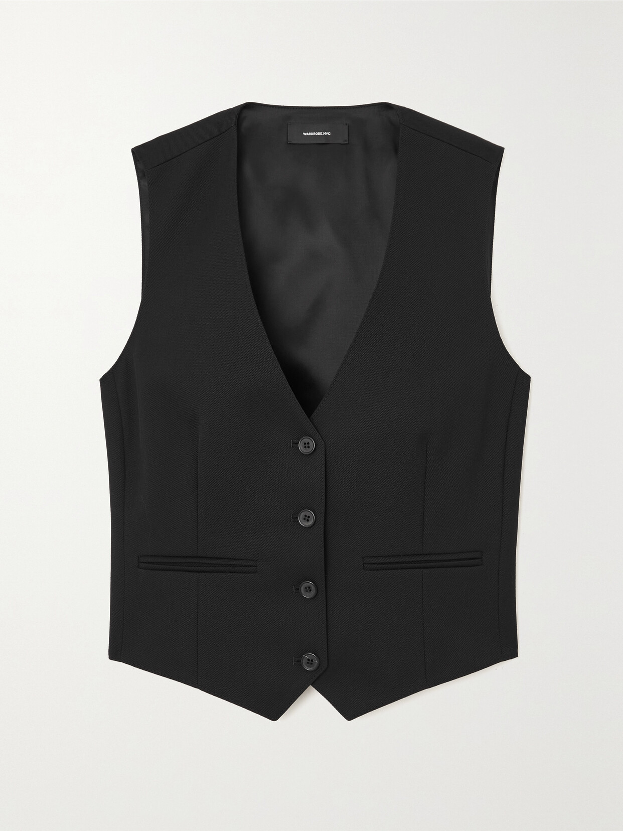 WARDROBE. NYC - Cropped Grain De Poudre Wool Vest - Black