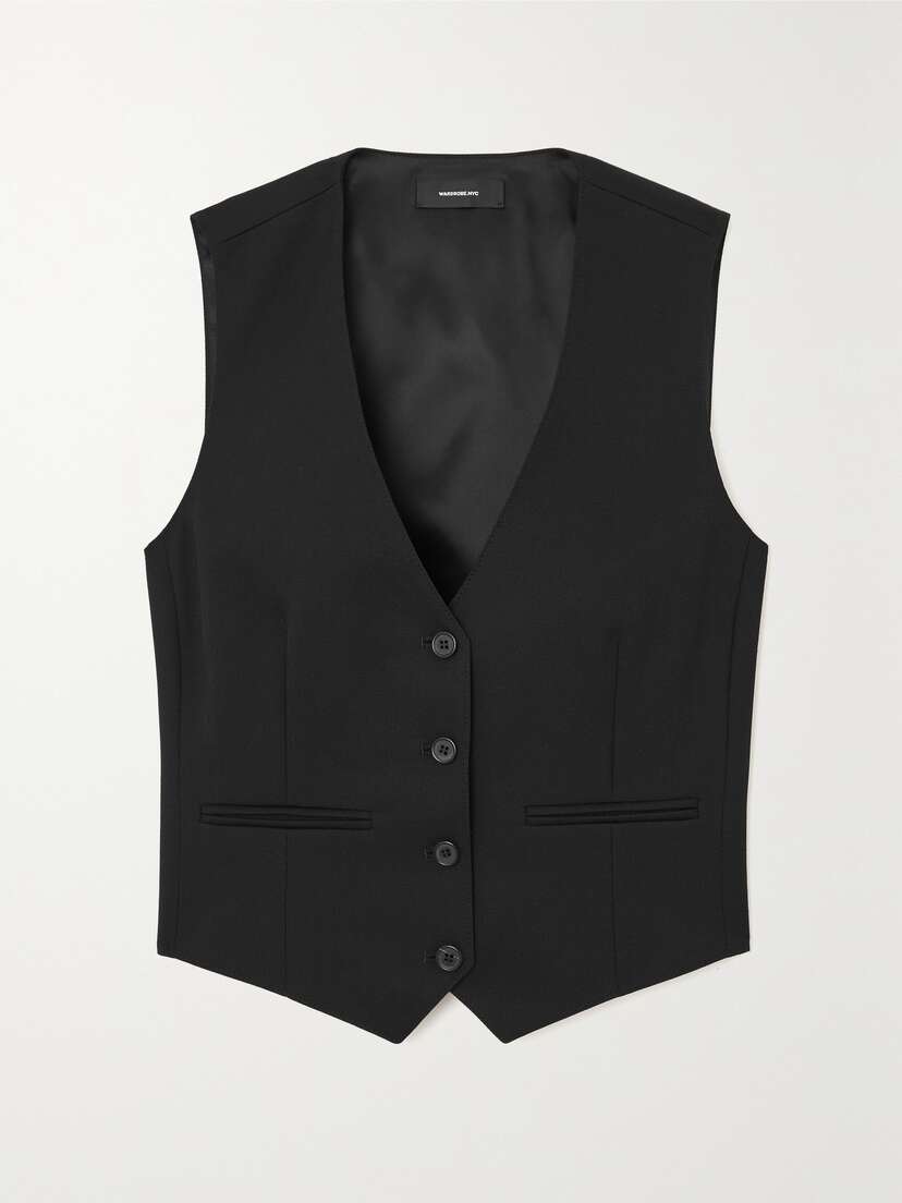 Wardrobe.NYC Cropped Grain De Poudre Wool Vest - x large