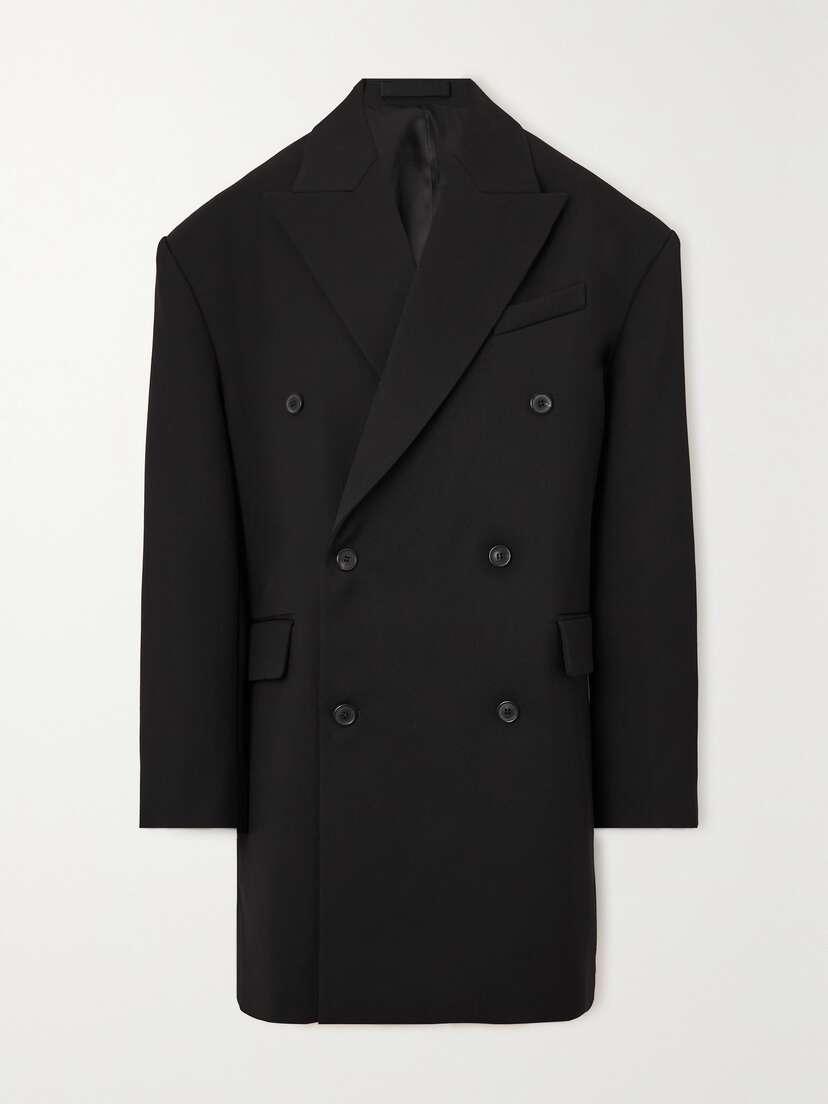 Wardrobe.NYC Double-breasted Grain De Poudre Wool Coat
