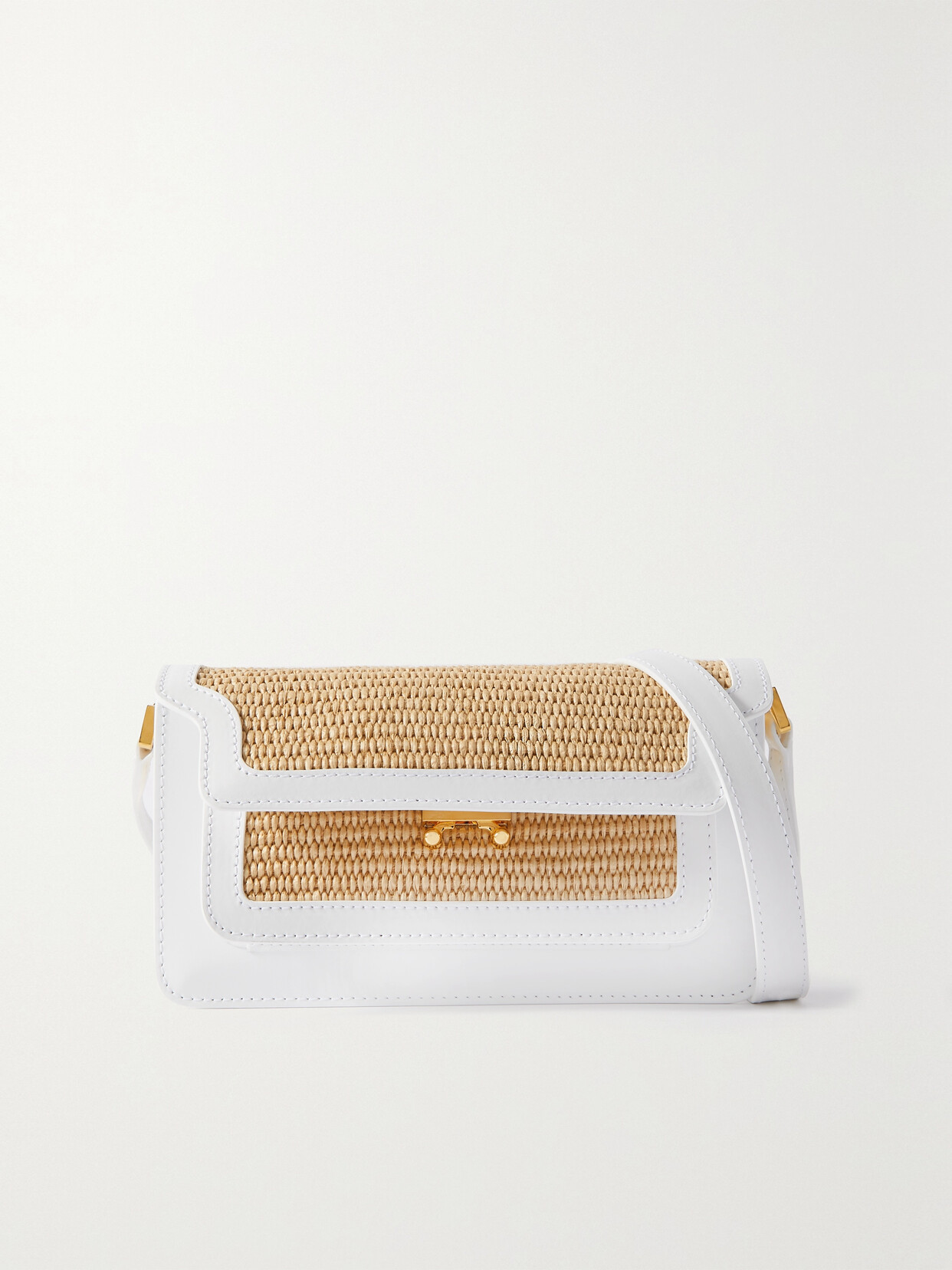 Marni - Trunk Medium Leather-trimmed Raffia Shoulder Bag - White